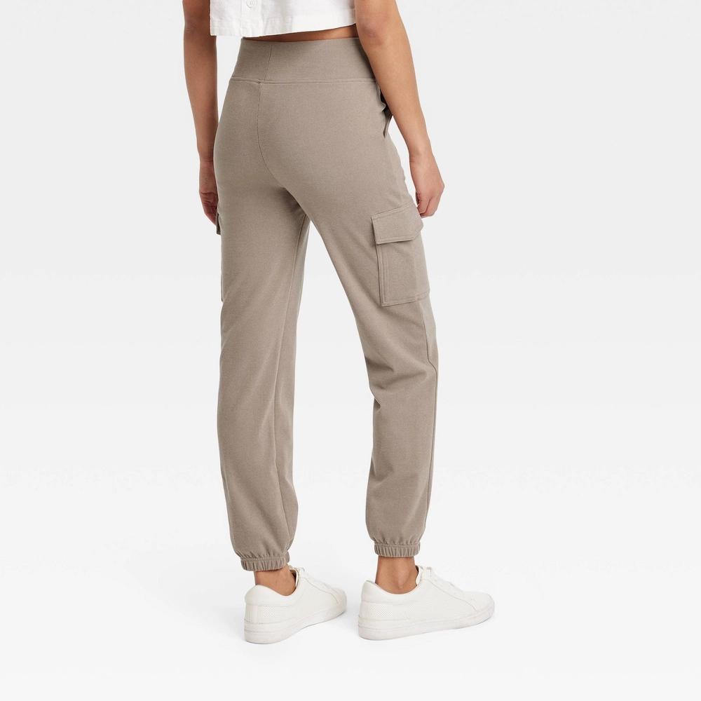 Womens Relaxed Fit Super Soft Cargo Joggers - A New Day Brown L: Mid Rise, Pull-On, Knit Fabric Product Image