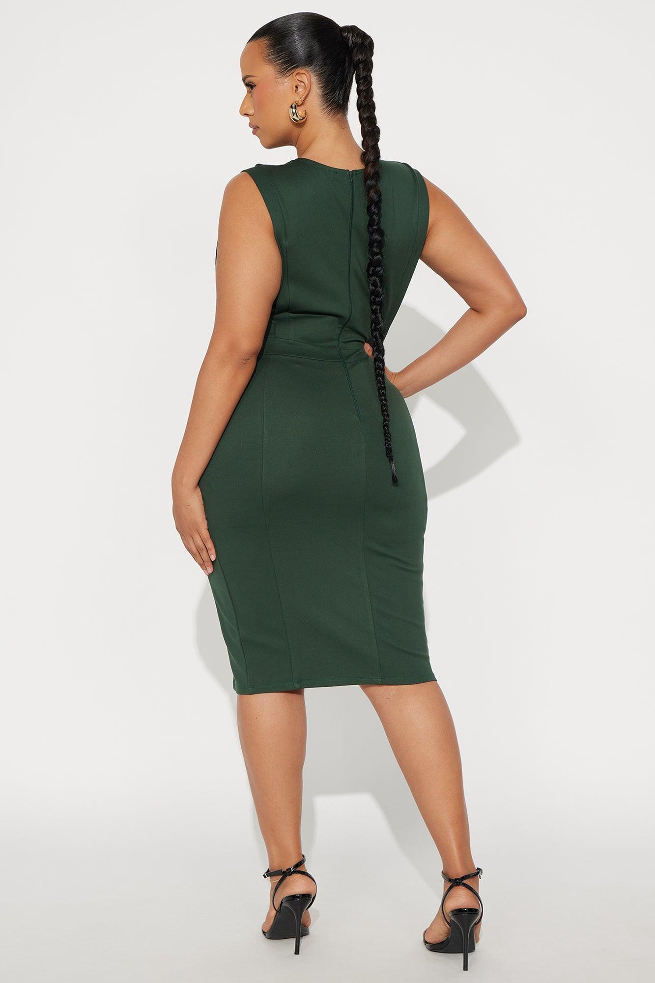 Cubicle Cutie Body Sculpting Midi Dress - Hunter Green Product Image