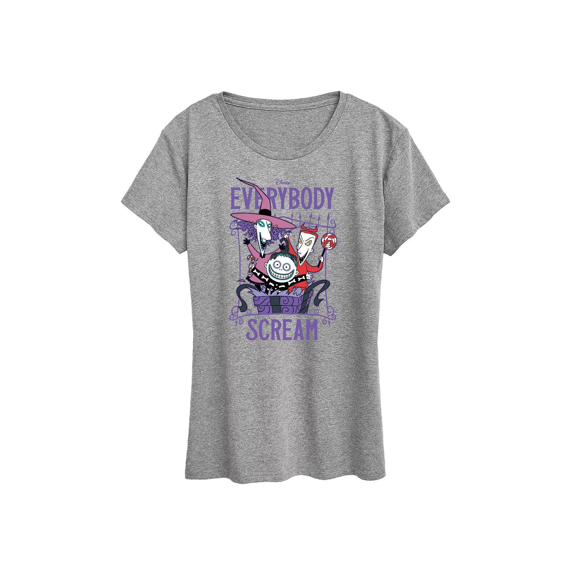 Disneys Nightmare Before Christmas Womens Everybody Scream Graphic Tee, Girls Product Image