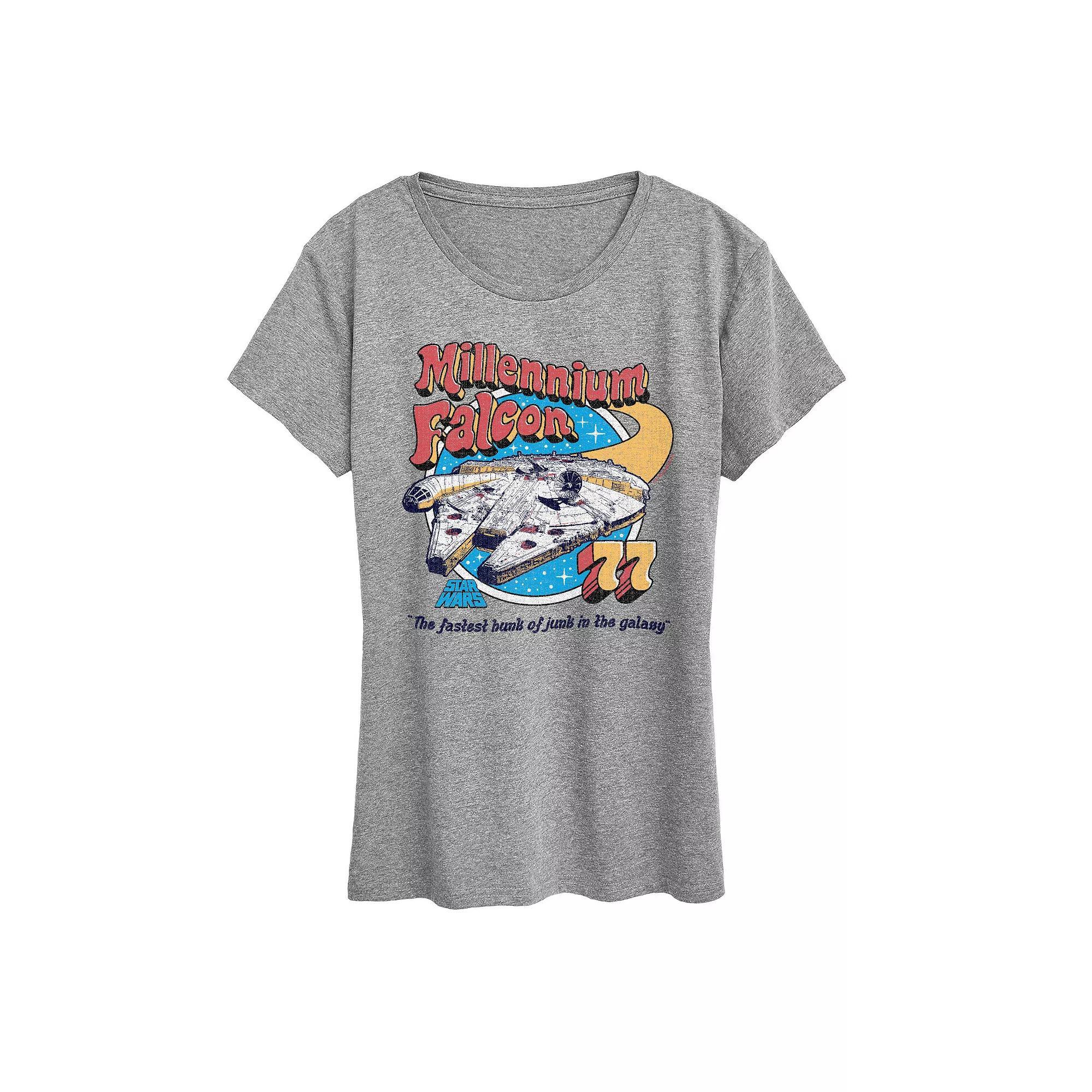 Womens Star Wars Millennium Falcon Graphic Tee Grey Gray Product Image