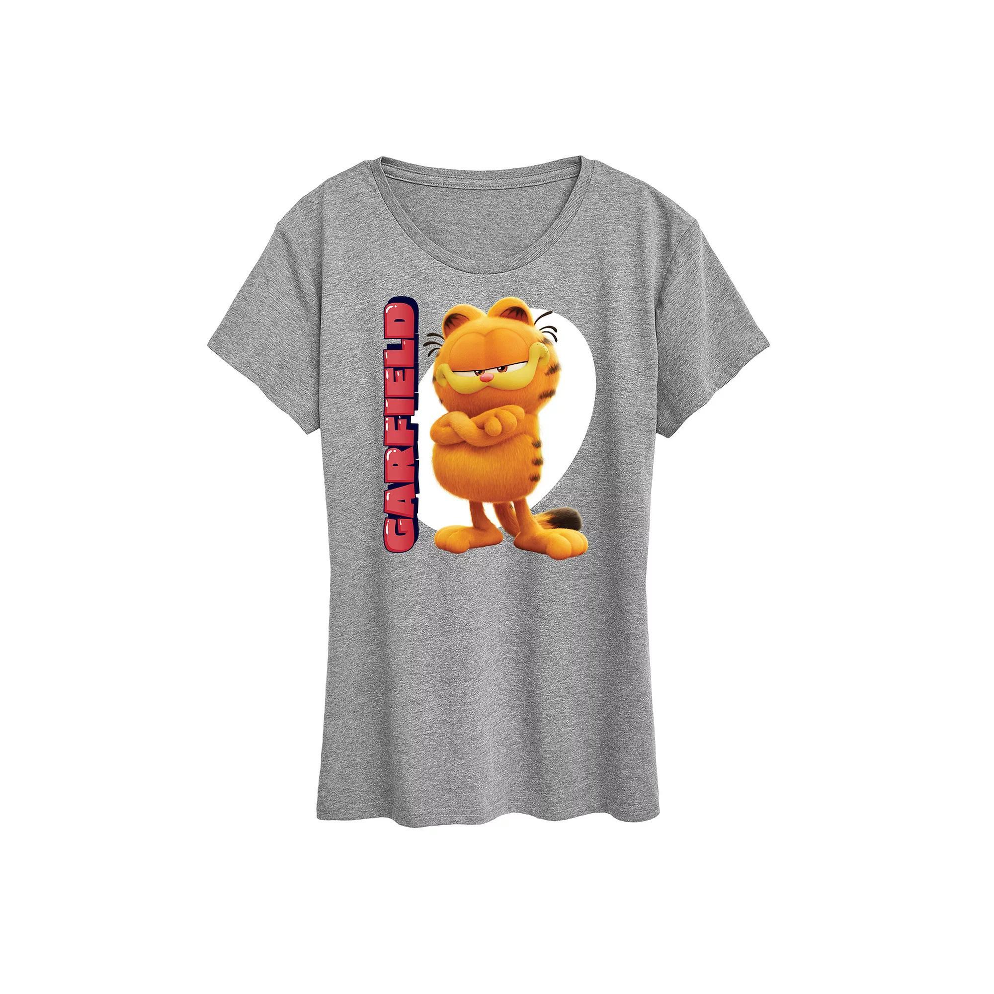 Womens The Garfield Movie Vertical Graphic Tee Grey Royal Blue Product Image