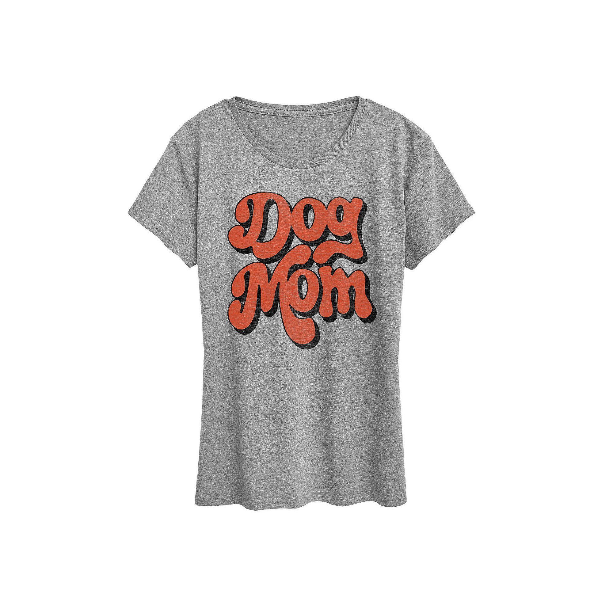 Womens Dog Mom Retro Graphic Tee, Girls Grey Gray Product Image