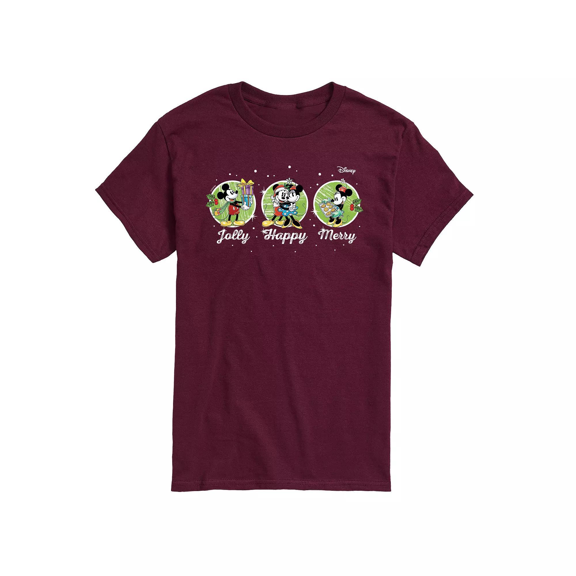 Disney's Mickey & Minnie Mouse Men's Jolly Happy Merry Graphic Tee, Size: XL, Red Product Image