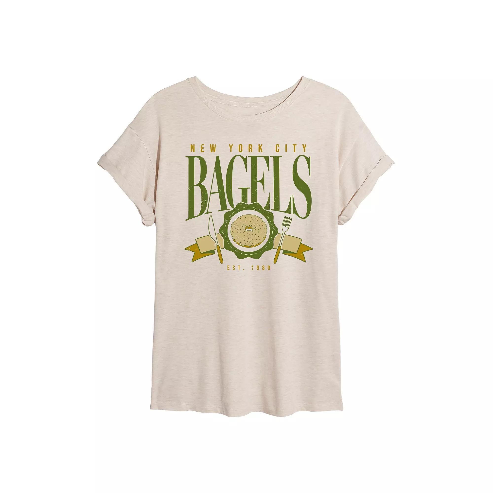 Juniors New York City Bagels Oversized Tee, Girls Brown Product Image