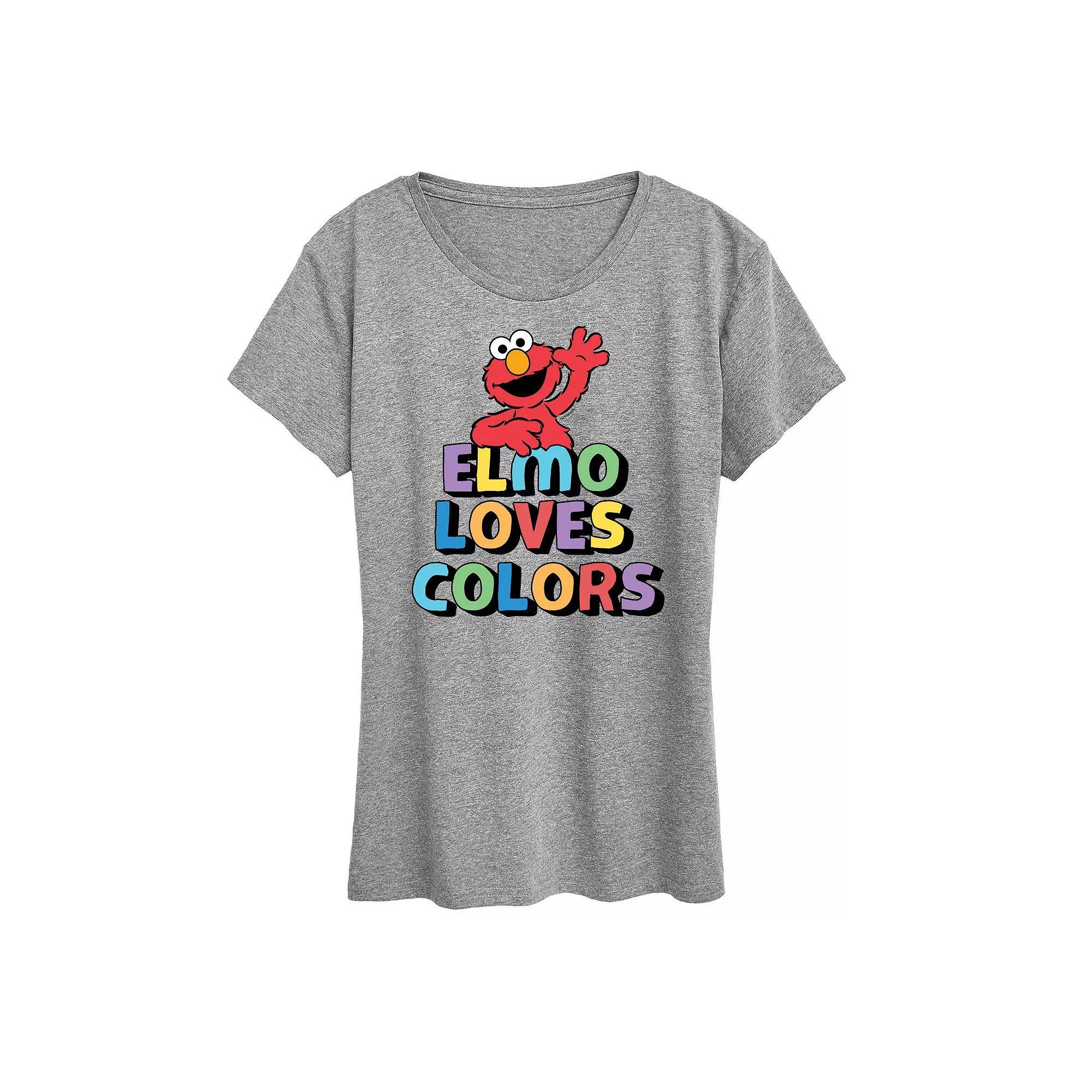 Womens Sesame Street Elmo Colors Graphic Tee, Girls Grey Gray Product Image