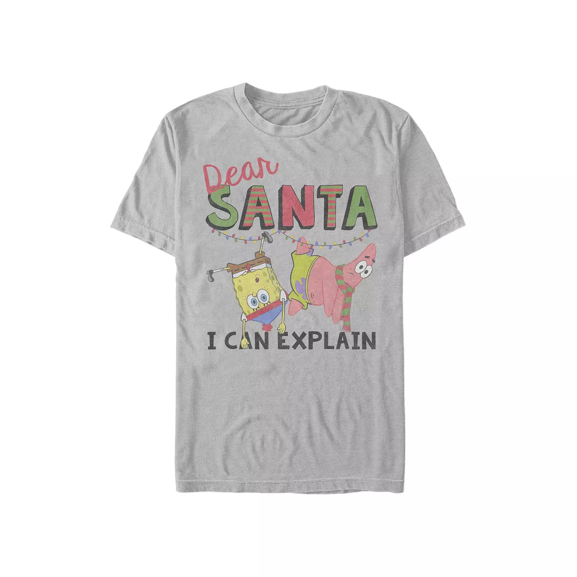 Men's SpongeBob SquarePants Santa I Can Explain Tee, Size: Medium, Silver Product Image