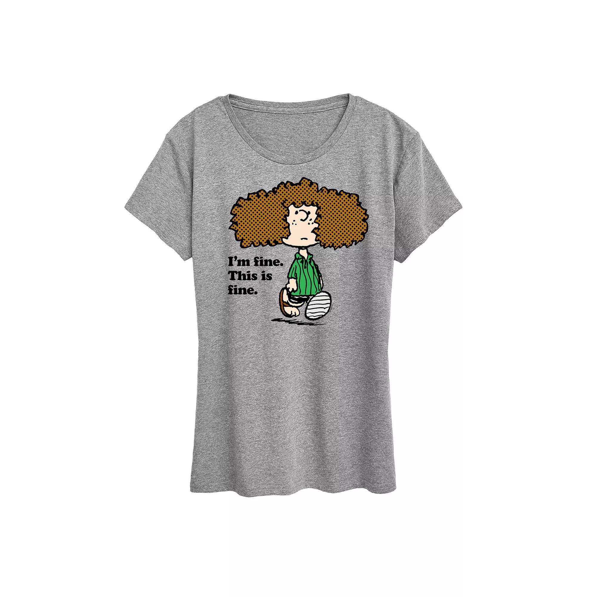 Womens Peanuts Patty Im Fine Graphic Tee Grey Gray Product Image
