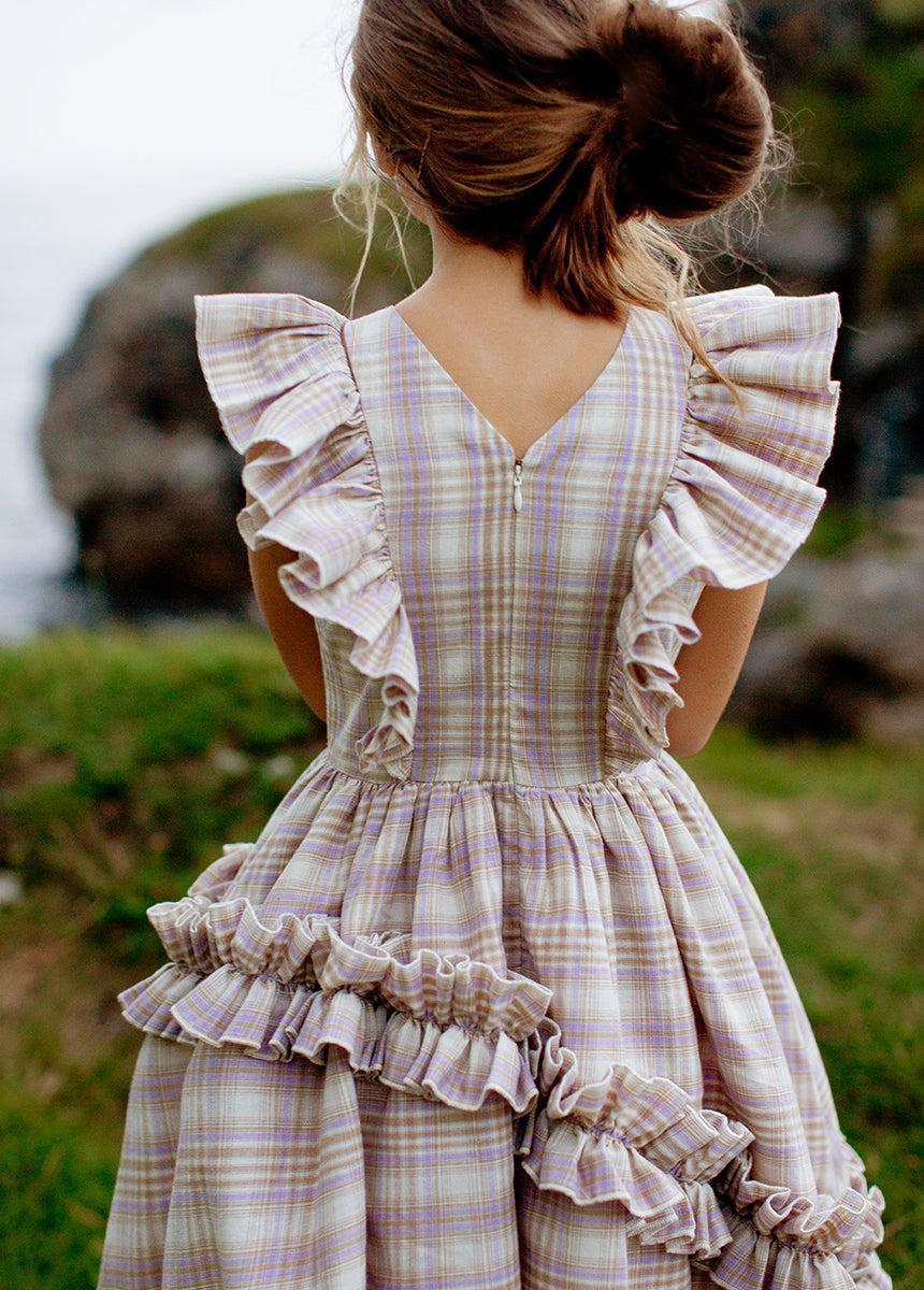 Reign Petticoat Dress in Lavender Plaid Girls Product Image