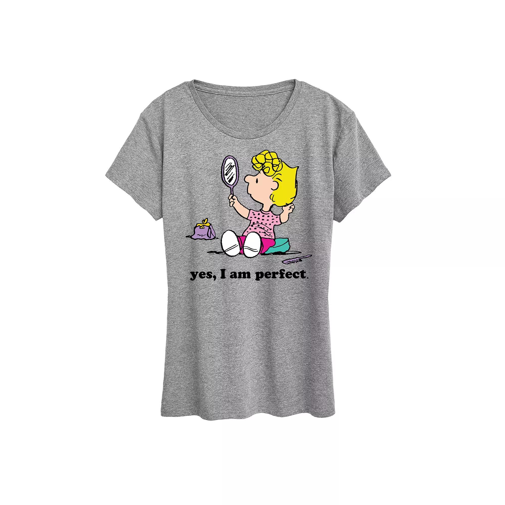 Womens Peanuts Sally Yes I Am Perfect Graphic Tee Grey Gray Product Image