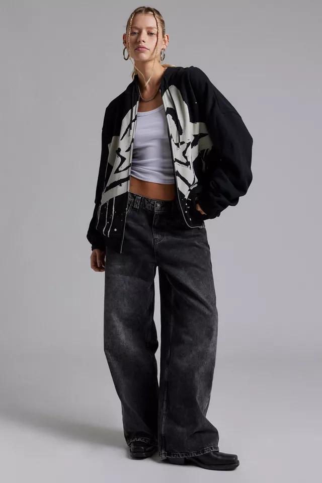 UO Bleached Star Zip-Up Hoodie Sweatshirt Product Image