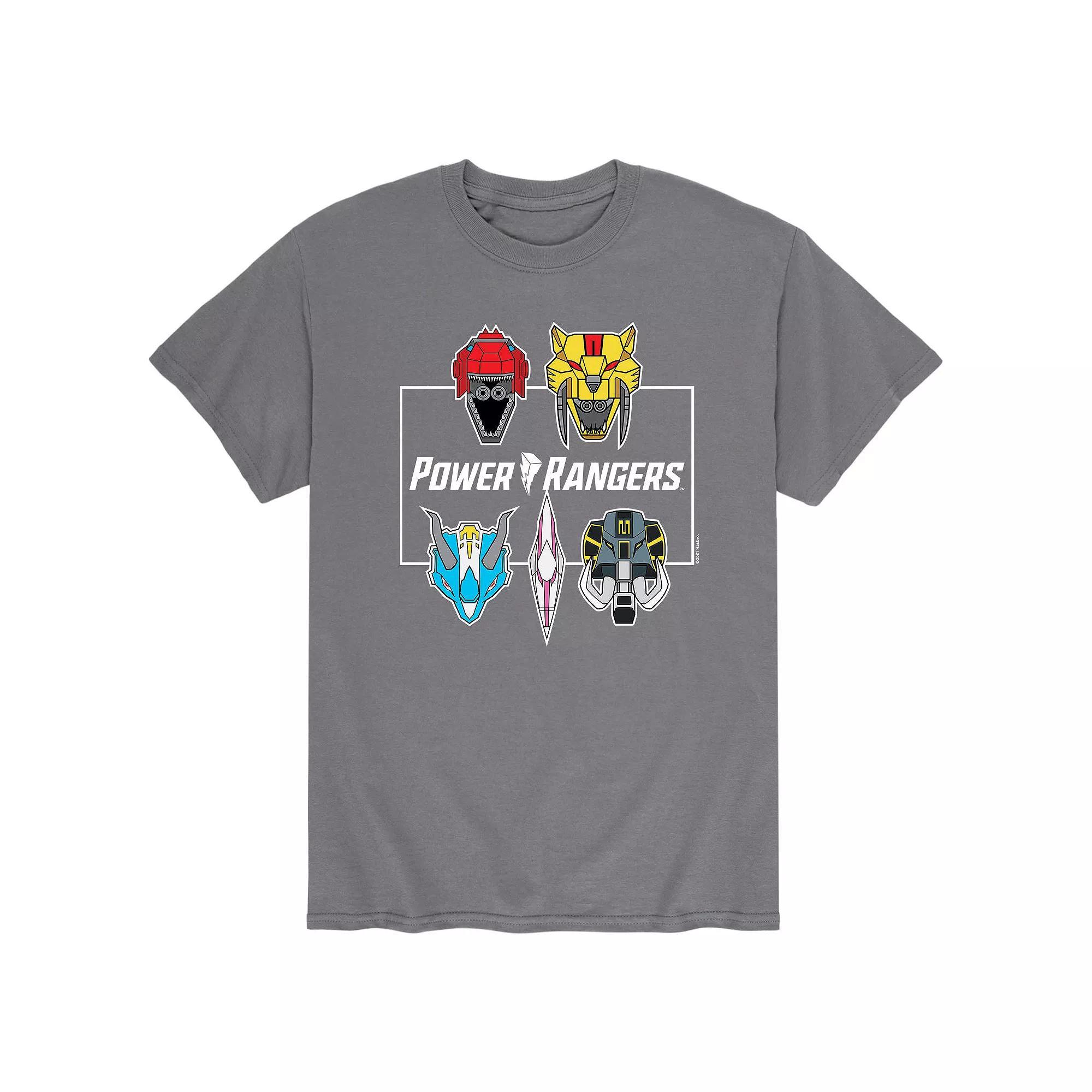 Mens Power Rangers Zord Faces Tee Grey Product Image