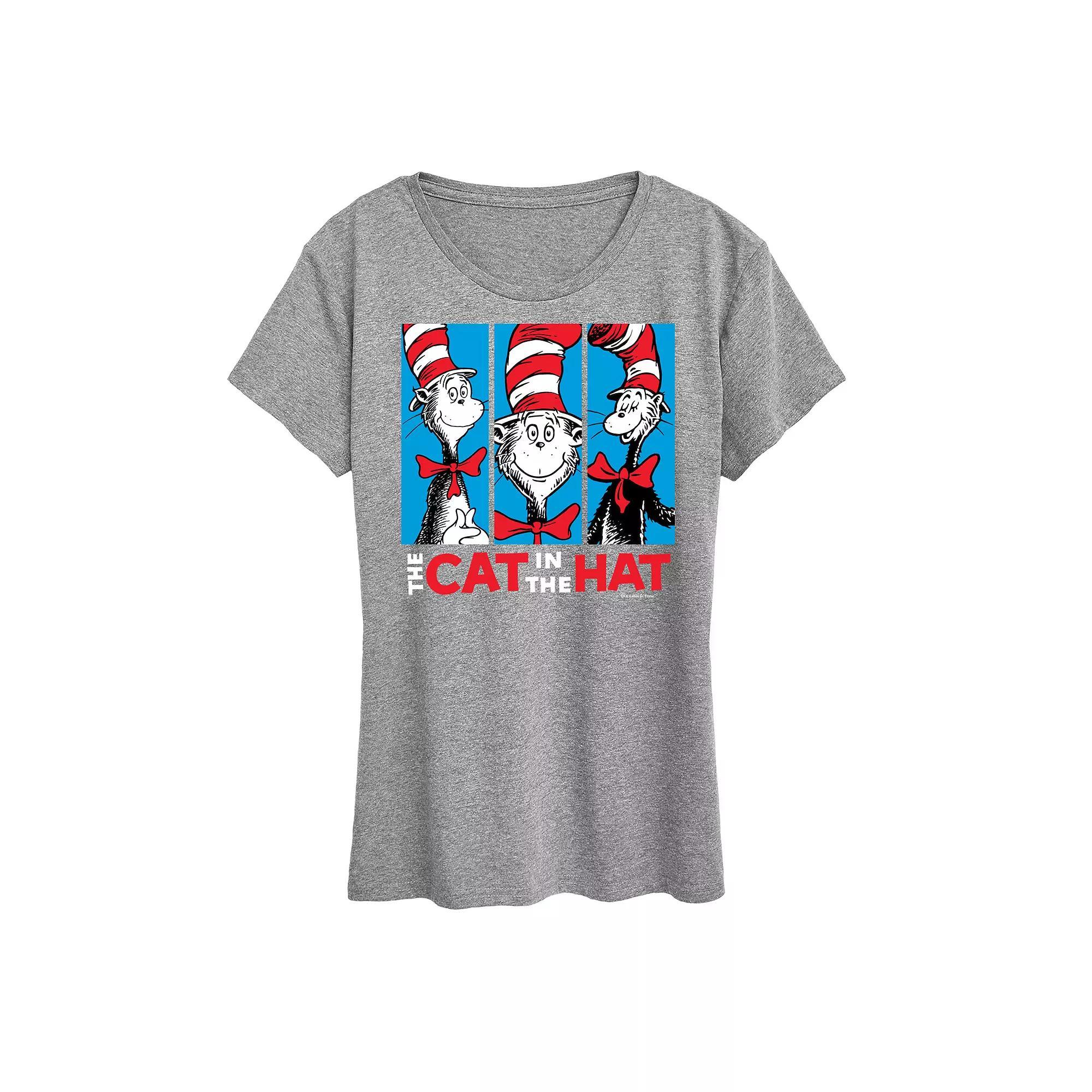Womens Dr. Seuss Cat In The Hat Graphic Tee Grey Gray Product Image