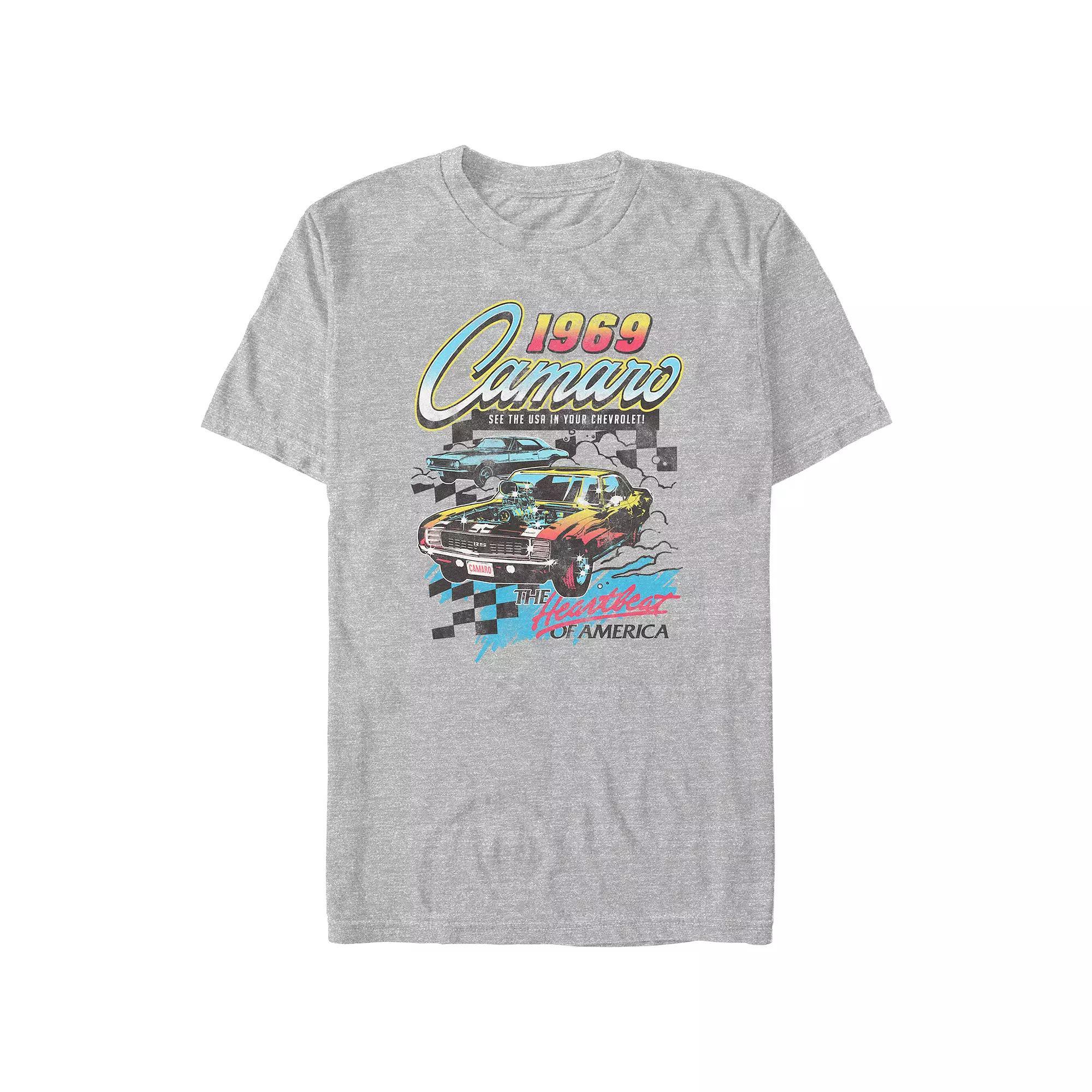 Men's Chevrolet Camaro 1969 The Heartbeat Of America Graphic Tee, Size: Medium, Athletic Grey Product Image