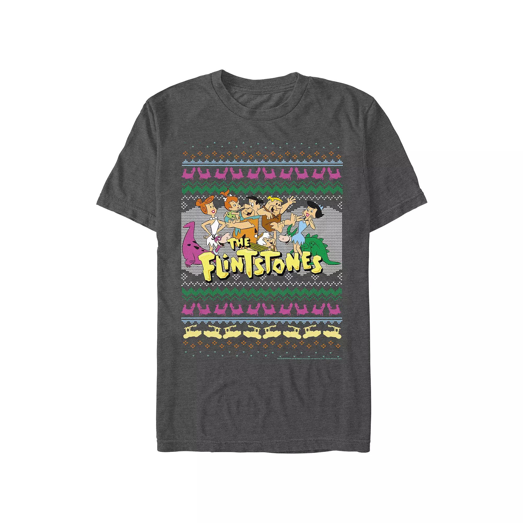 Men's The Flintstones Christmas Sweater Graphic Tee, Size: Large, Grey Heather Product Image