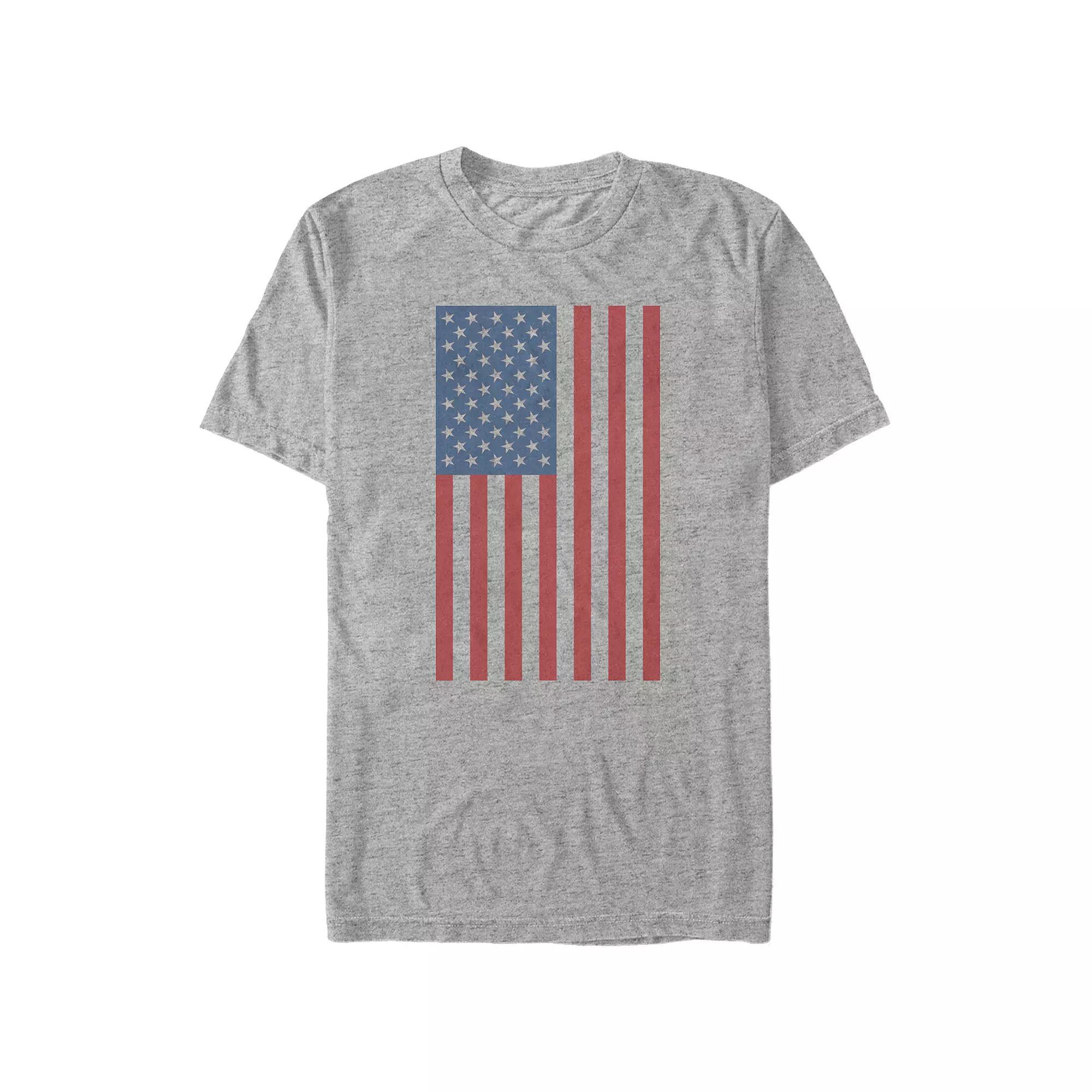 Big & Tall USA Flag Graphic Tee, Men's, Size: XXL Tall, Athletic Grey Product Image