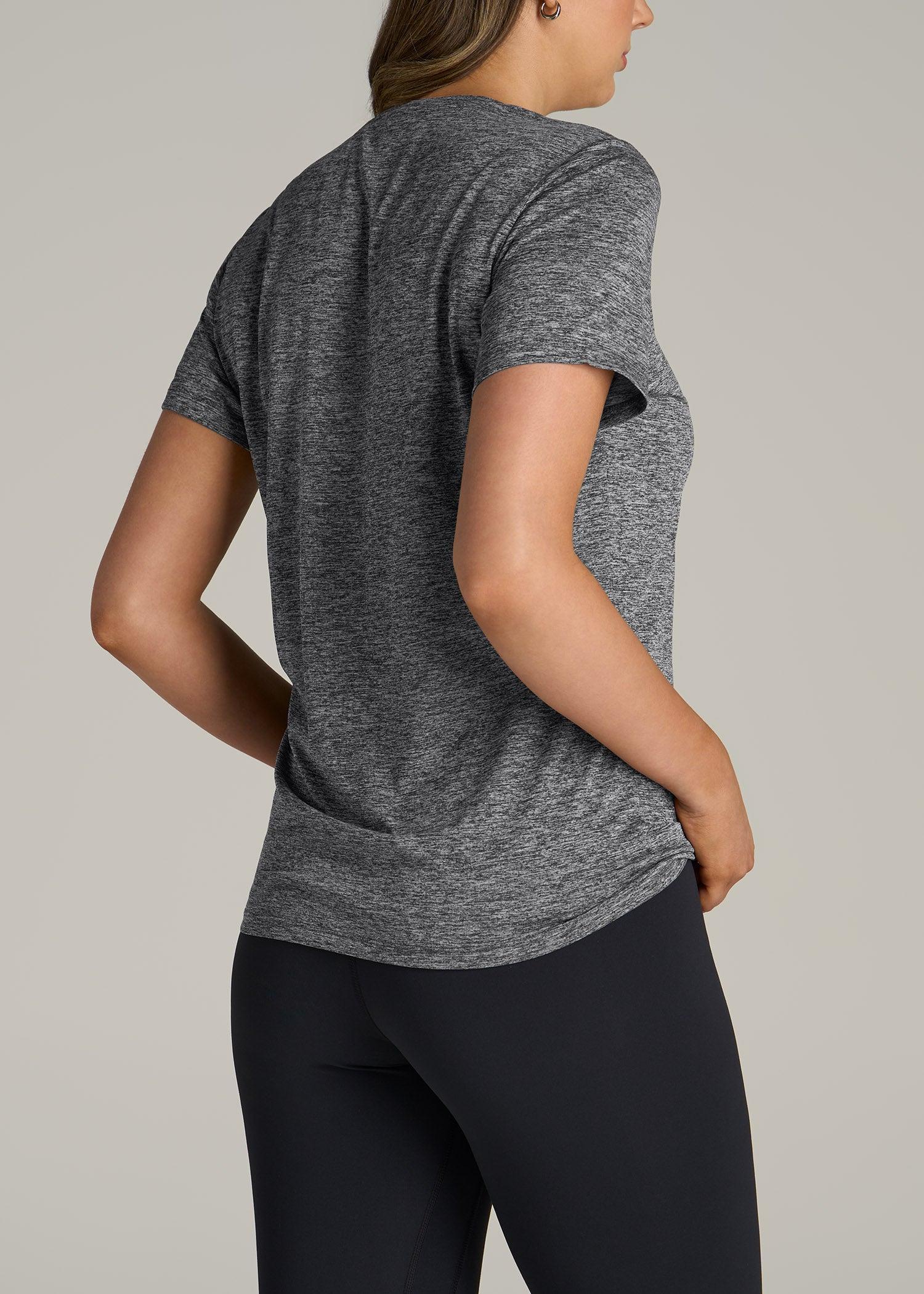 Short Sleeve Active V Neck T-Shirt for Tall Women in Grey Space Dye Female Product Image