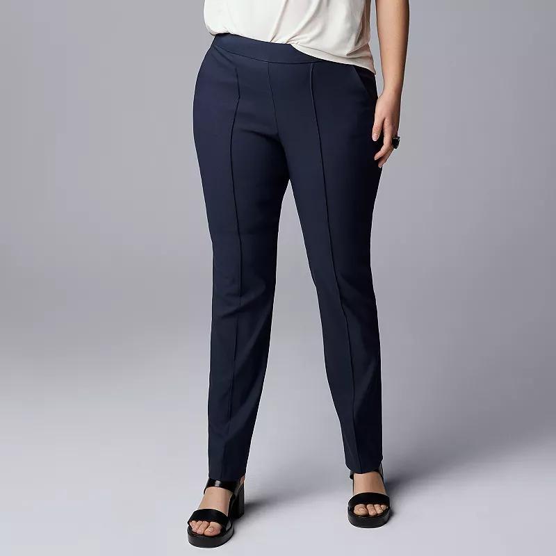 Women's Simply Vera Vera Wang Pintuck Slim Straight Pants, Size: Medium, Maritime Blue Product Image