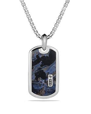 David Yurman Mens Streamline Beveled Tag in Sterling Silver with Pietersite, 35mm Product Image
