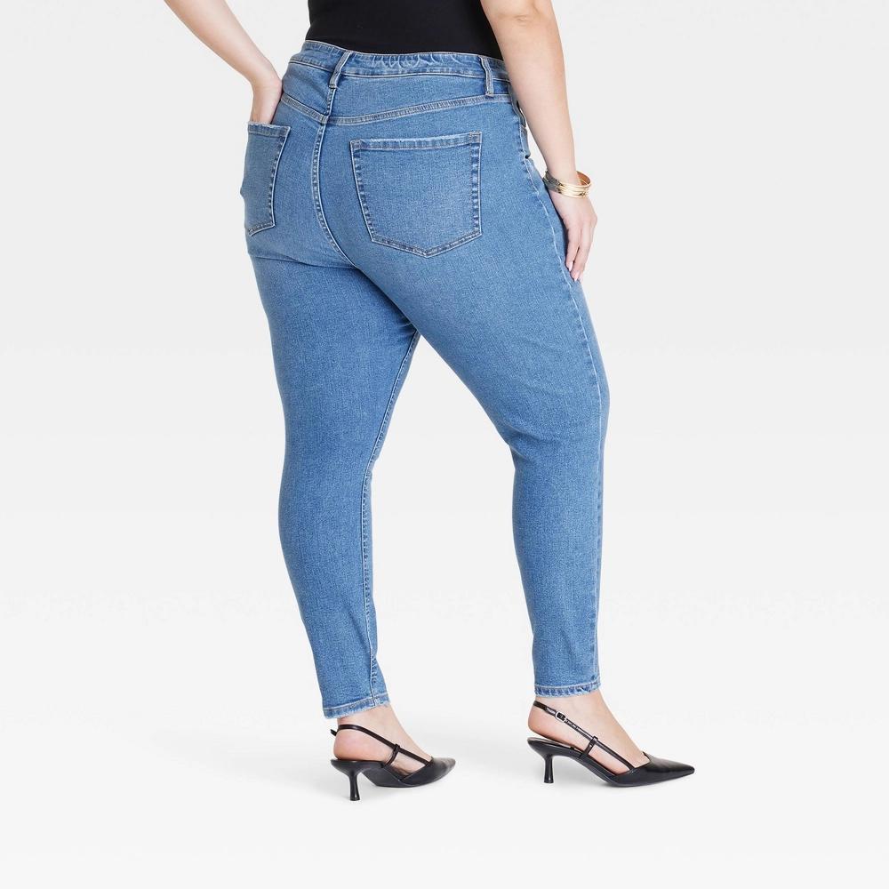 Women's High-Rise Skinny Jeans - Ava & Viv™ Blue 18: Midweight , Stretch Fabric Product Image