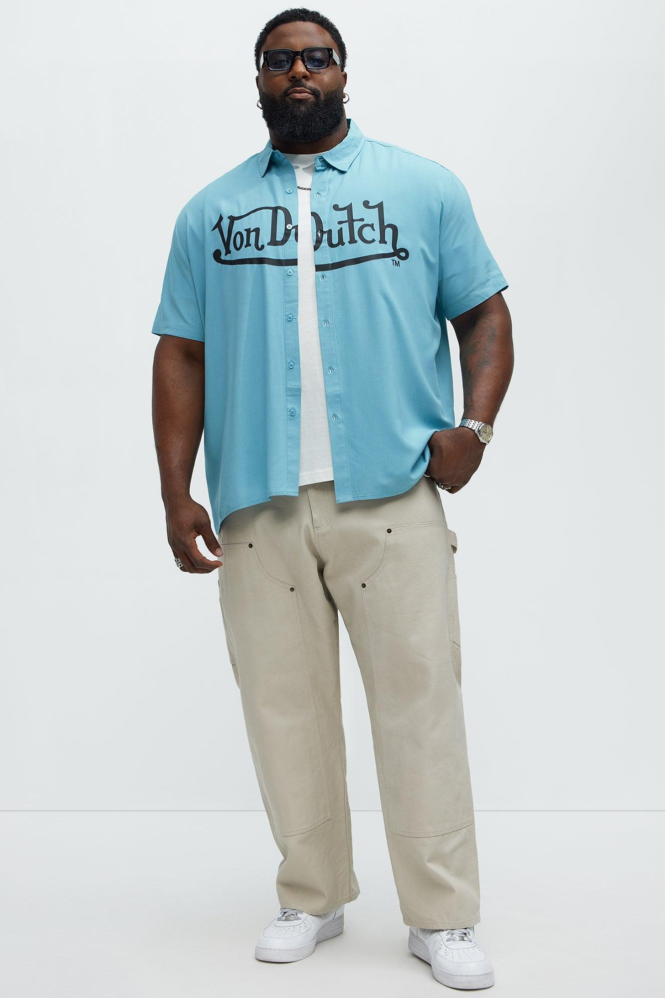 The Legend Von Dutch Short Sleeve Button Up Shirt - Blue Product Image