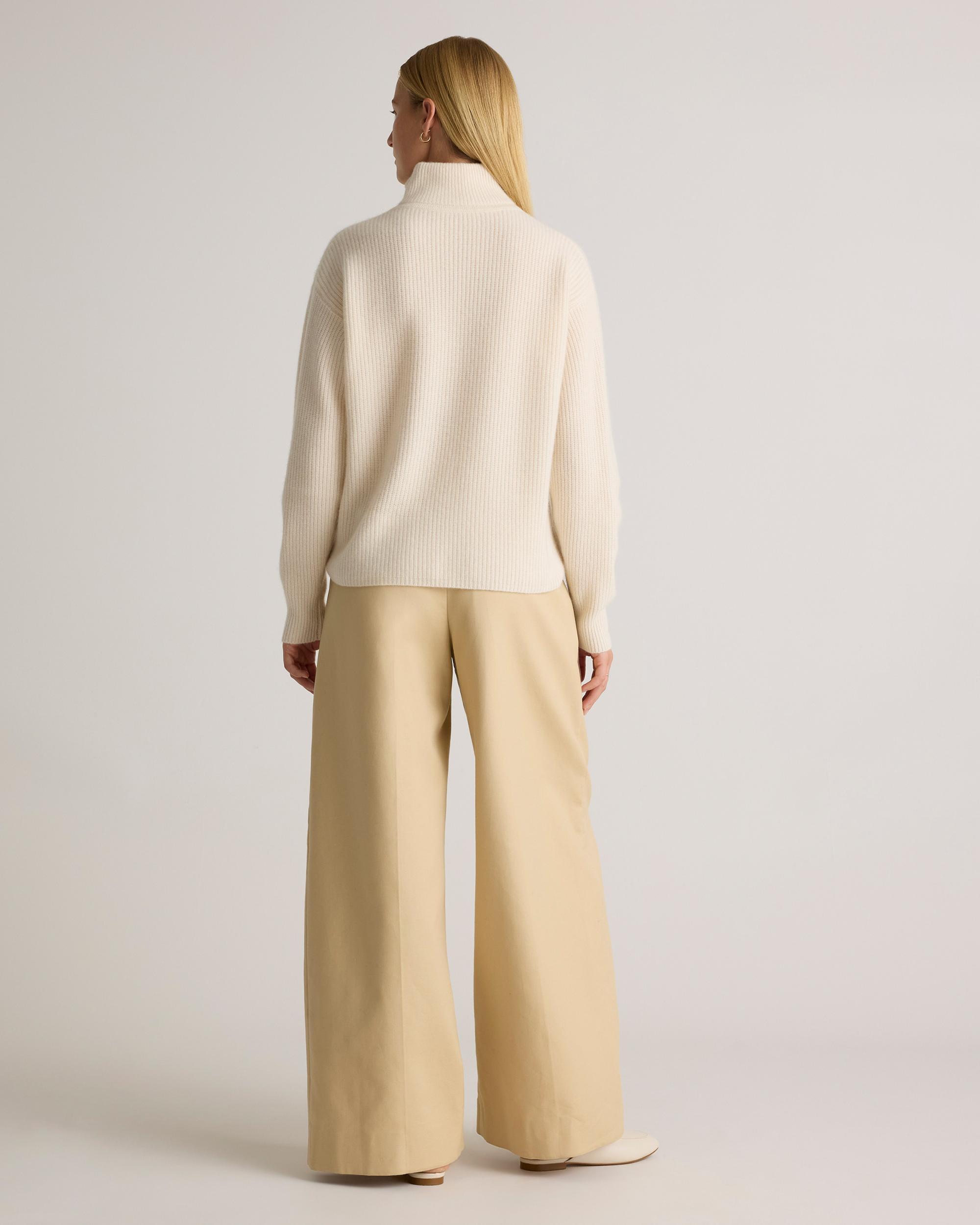 Quince | Women's Mongolian Cashmere Fisherman Quarter Zip Sweater Size XL Product Image
