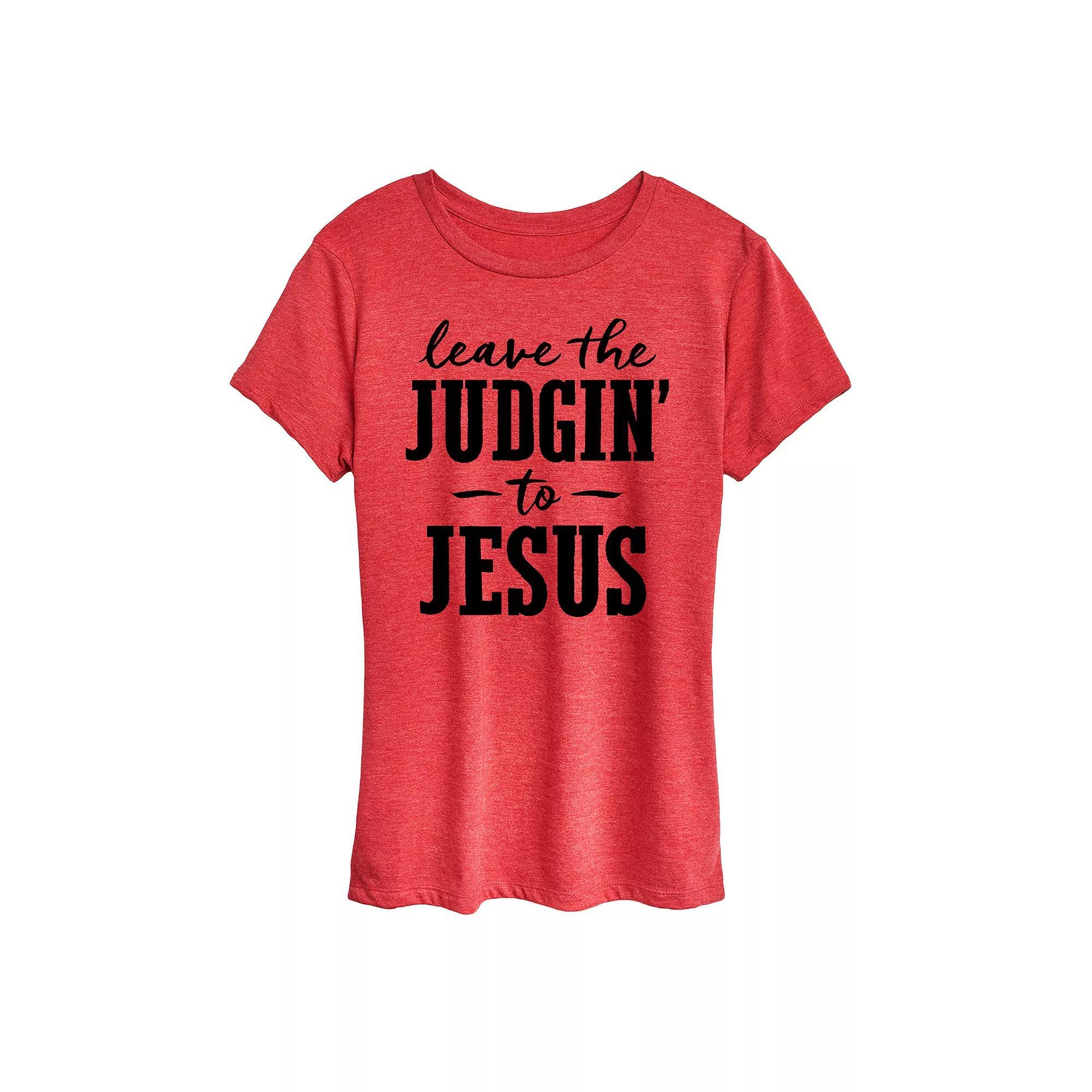 Womens Leave The Judgin To Jesus Graphic Tee, Girls Grey Red Product Image