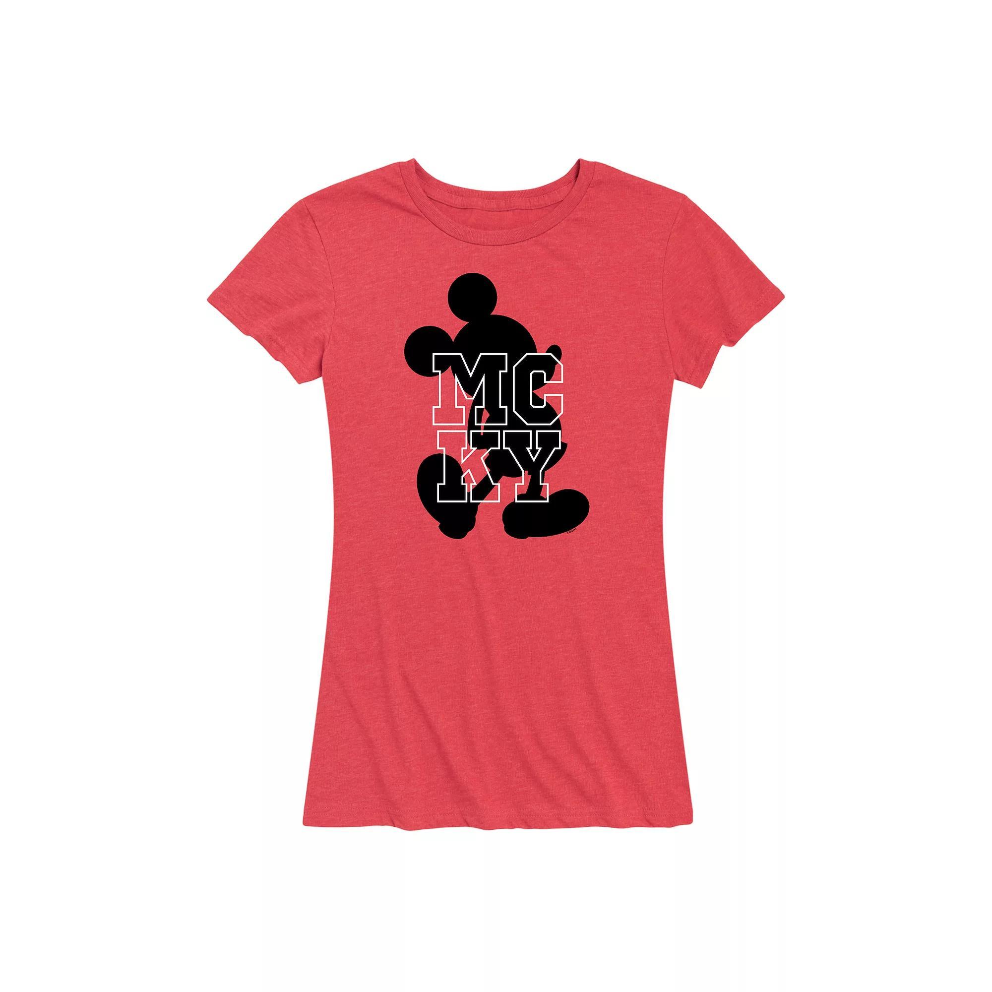 Disney's Mickey Mouse Women's Silhouette Graphic Tee, Size: Small, Grey Red Product Image