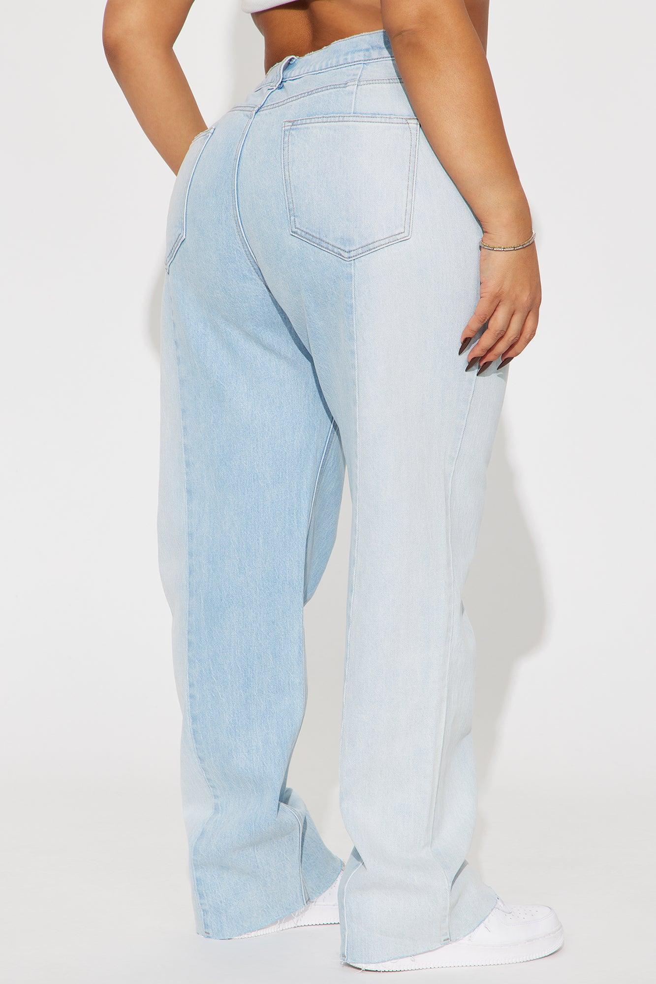 Andi Two Tone Straight Leg Jeans - Light Wash Product Image