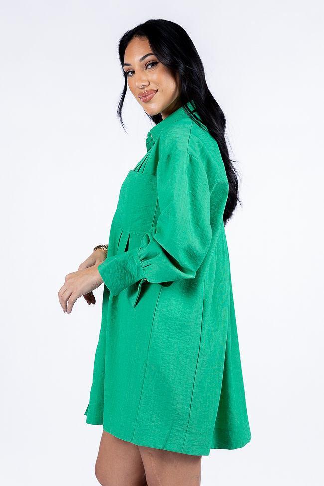 Write This Down Green Button Up Shirt Dress FINAL SALE Product Image