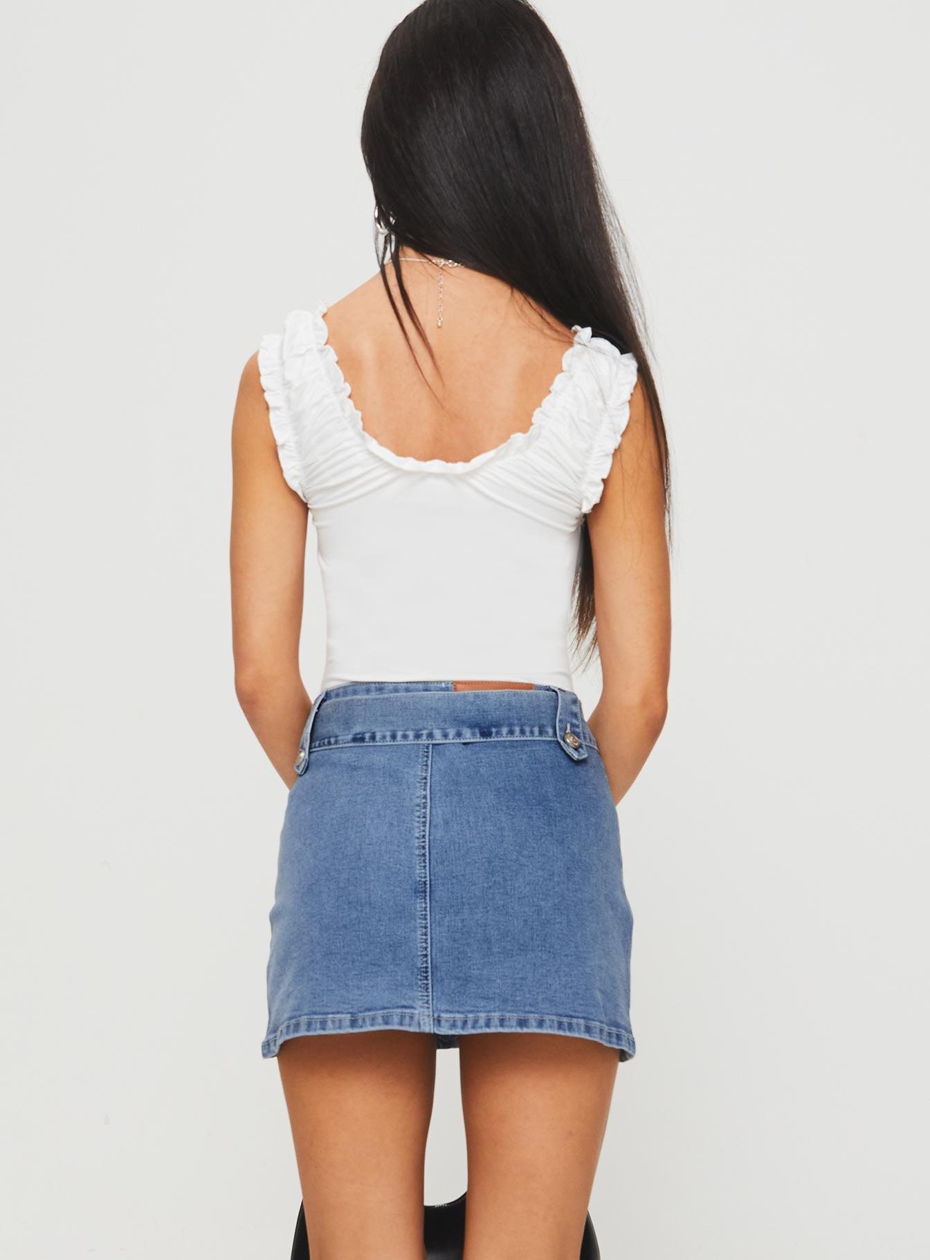 Domino Mini Skirt Mid Blue Denim Product Image