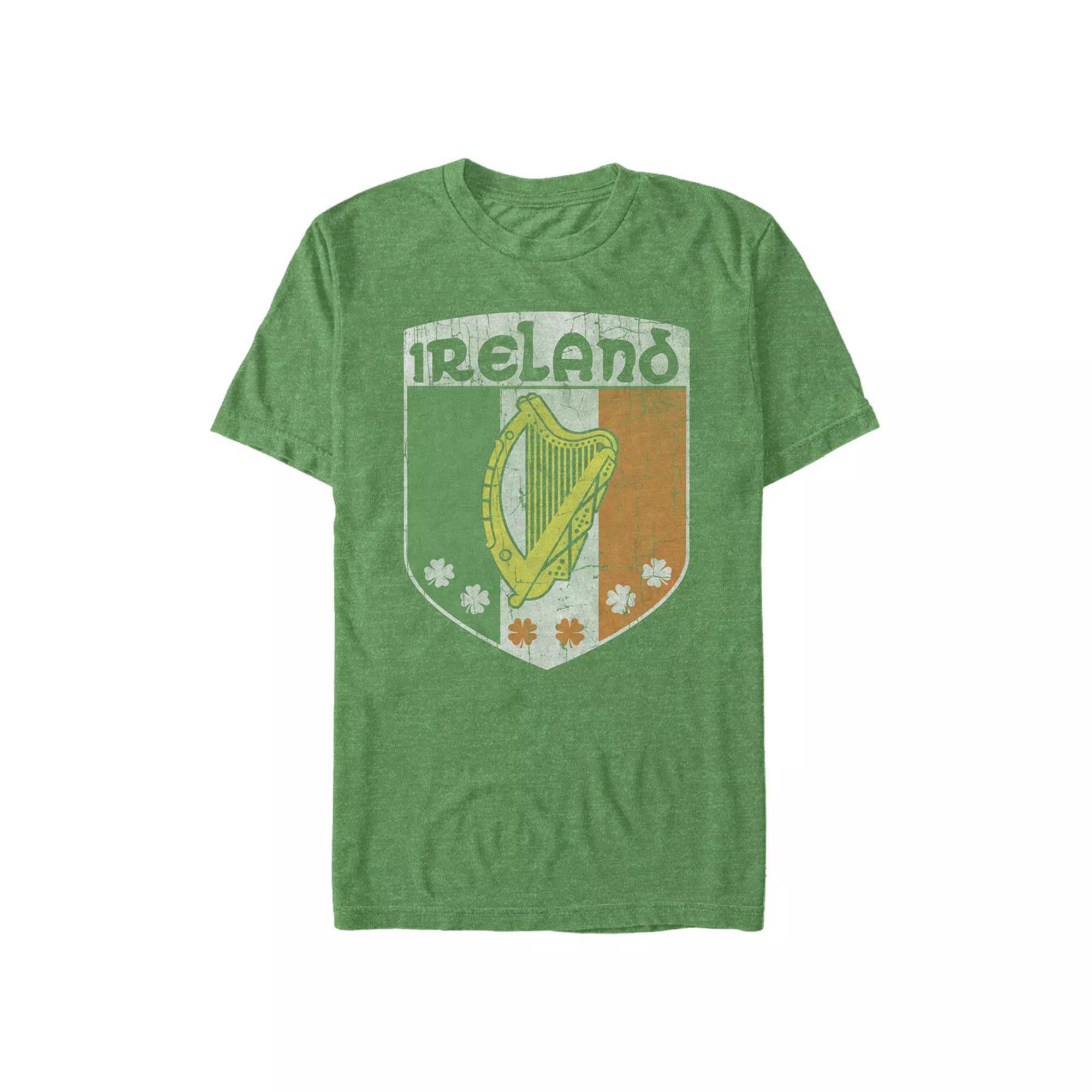 Big & Tall Ireland Flag Badge Graphic Tee, Men's, Size: XL Tall, Kelly Grey Product Image