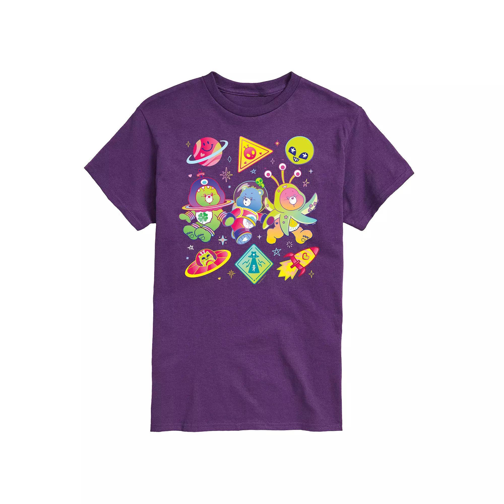 Mens Care Bears Space Grid Graphic Tee Blue Product Image