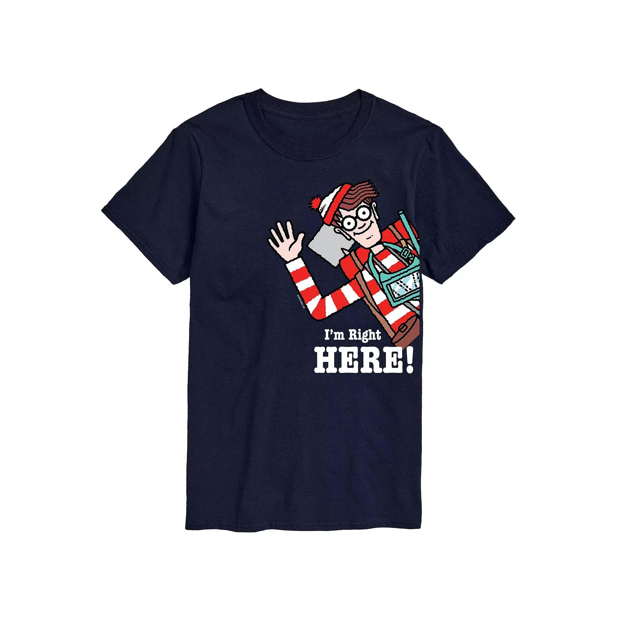 Mens Wheres Waldo Im Right Here Graphic Tee Grey Blue Product Image