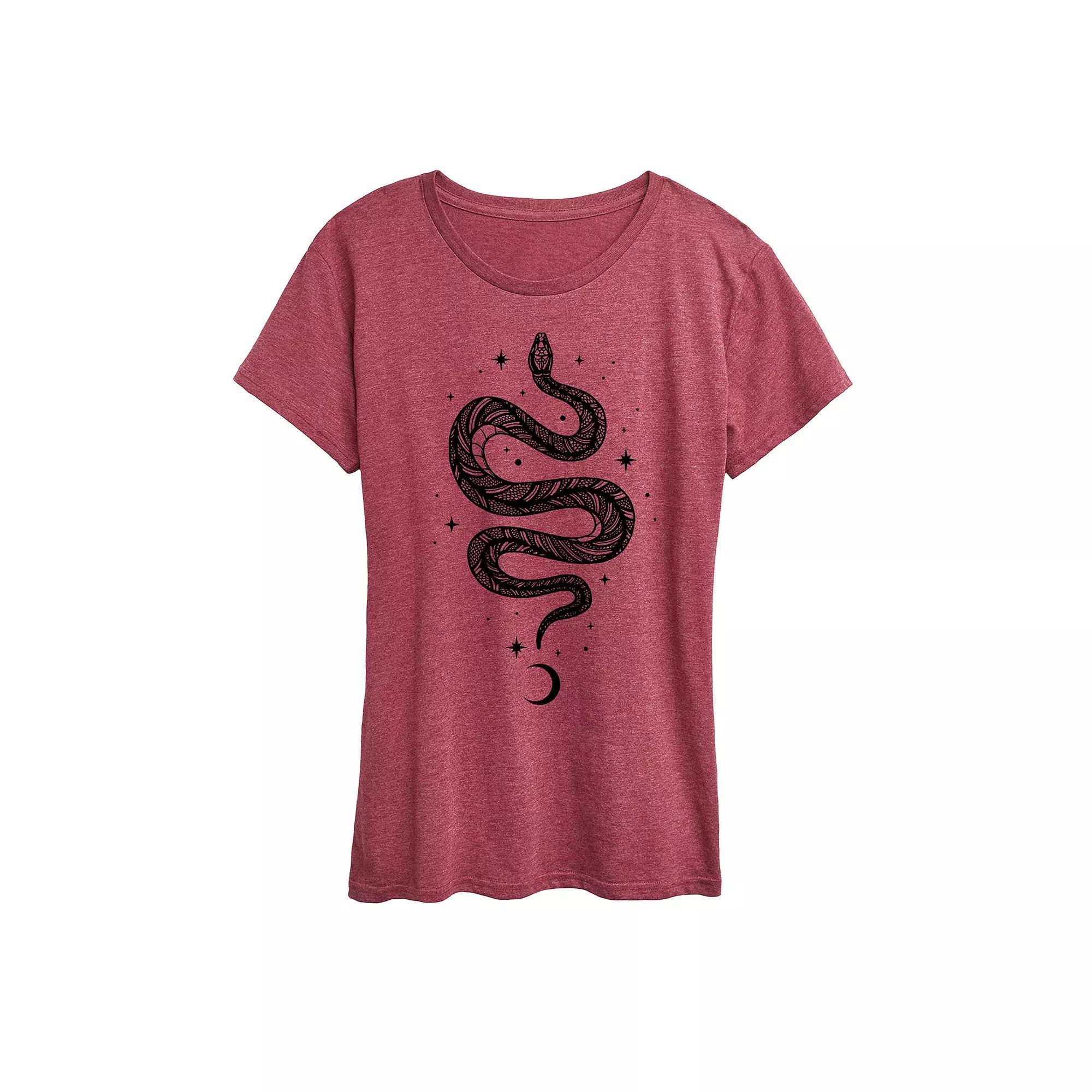 Womens Celestial Snake Graphic Tee Grey Gray Product Image