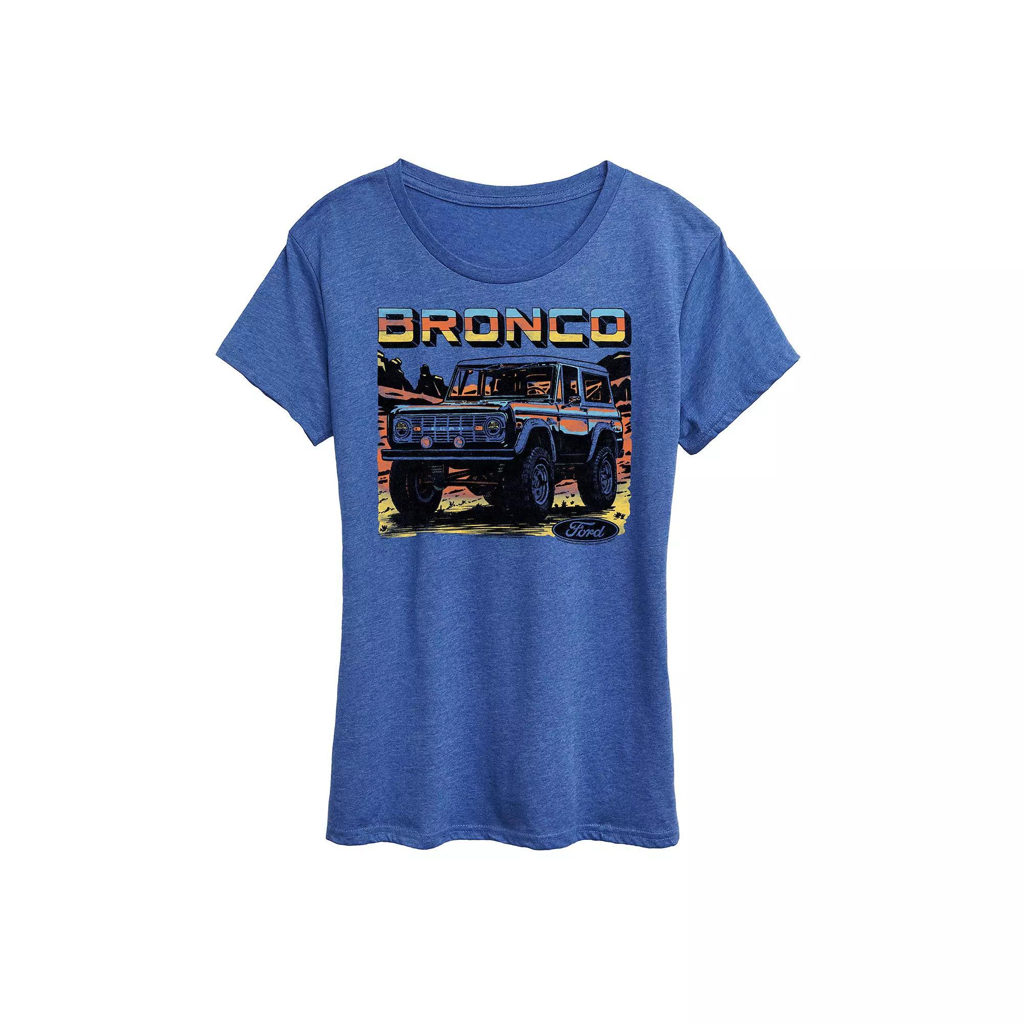 Womens Ford Bronco Illustration Graphic Tee Grey Royal Blue Product Image