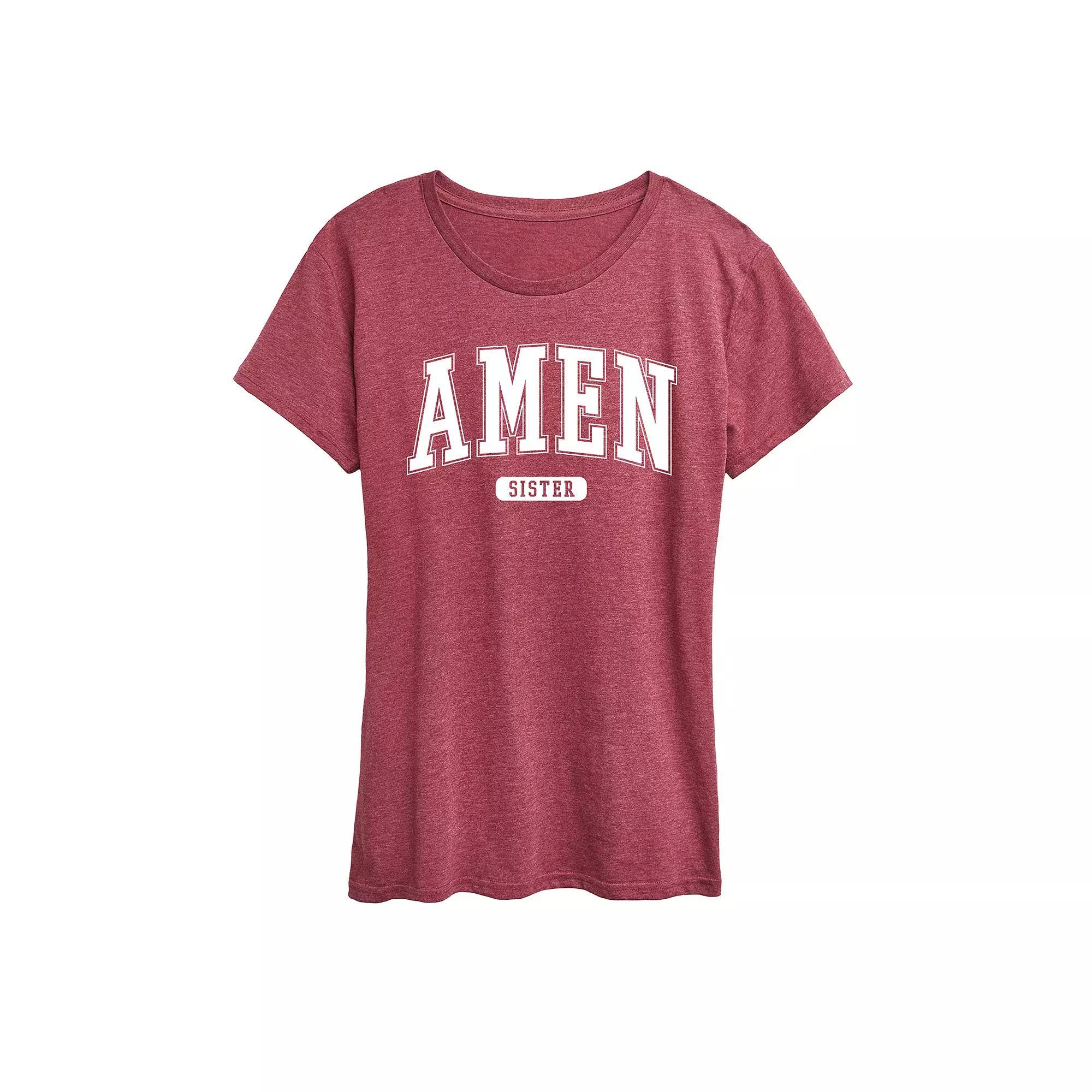 Womens Collegiate Amen Graphic Tee Grey Dark Red Product Image