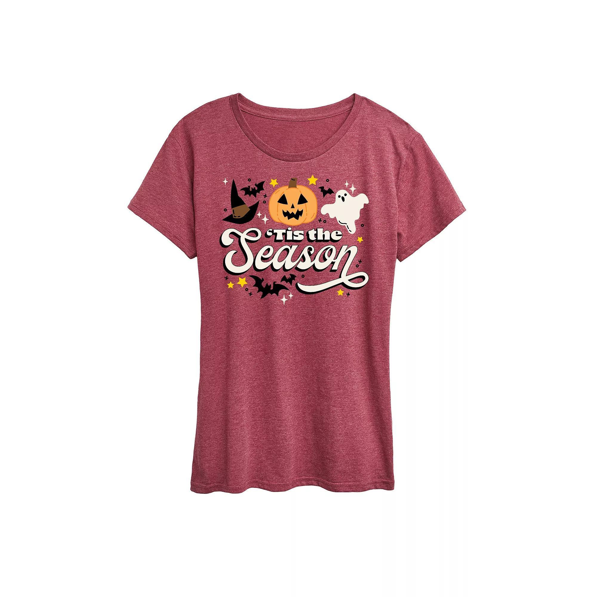 Womens Tis The Season Halloween Graphic Tee Grey Wine Product Image