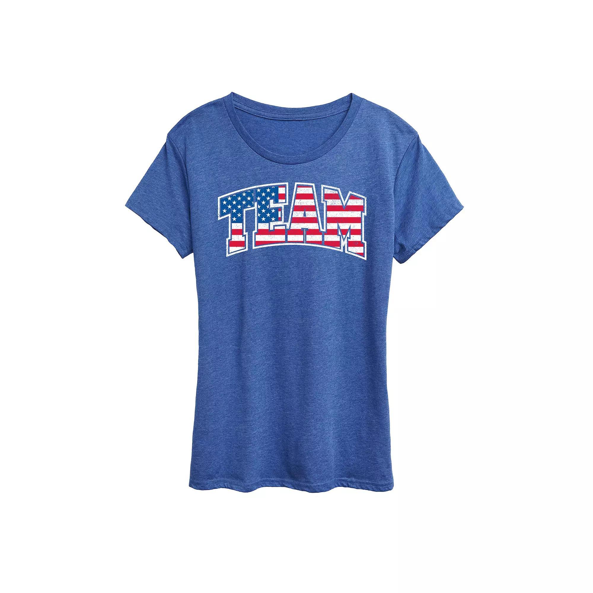Women's Team USA Graphic Tee, Size: Large, Grey Royal Blue Product Image