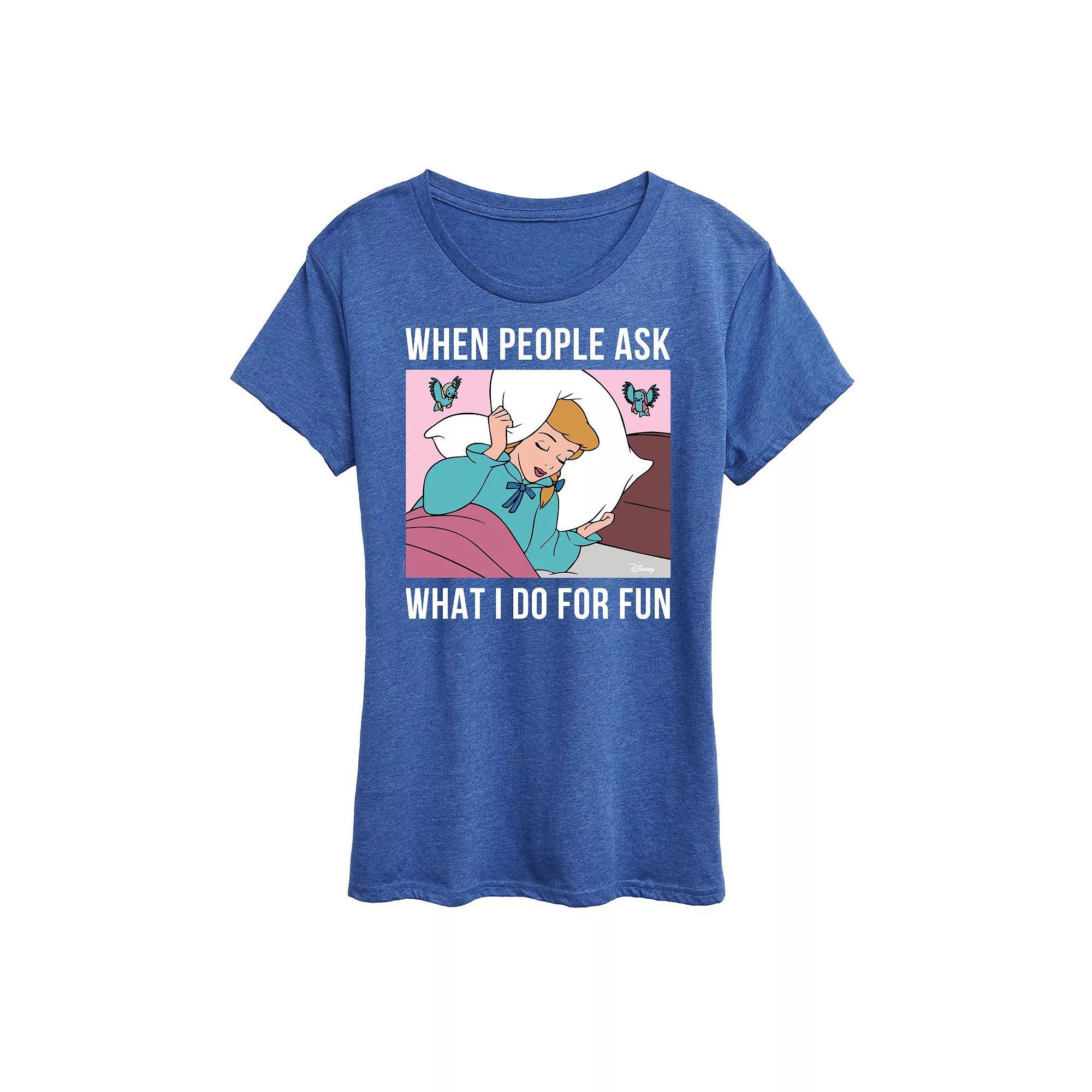 Disney Princess Aurora Women's Sleeping Graphic Tee, Girl's, Size: Medium, Blue Product Image