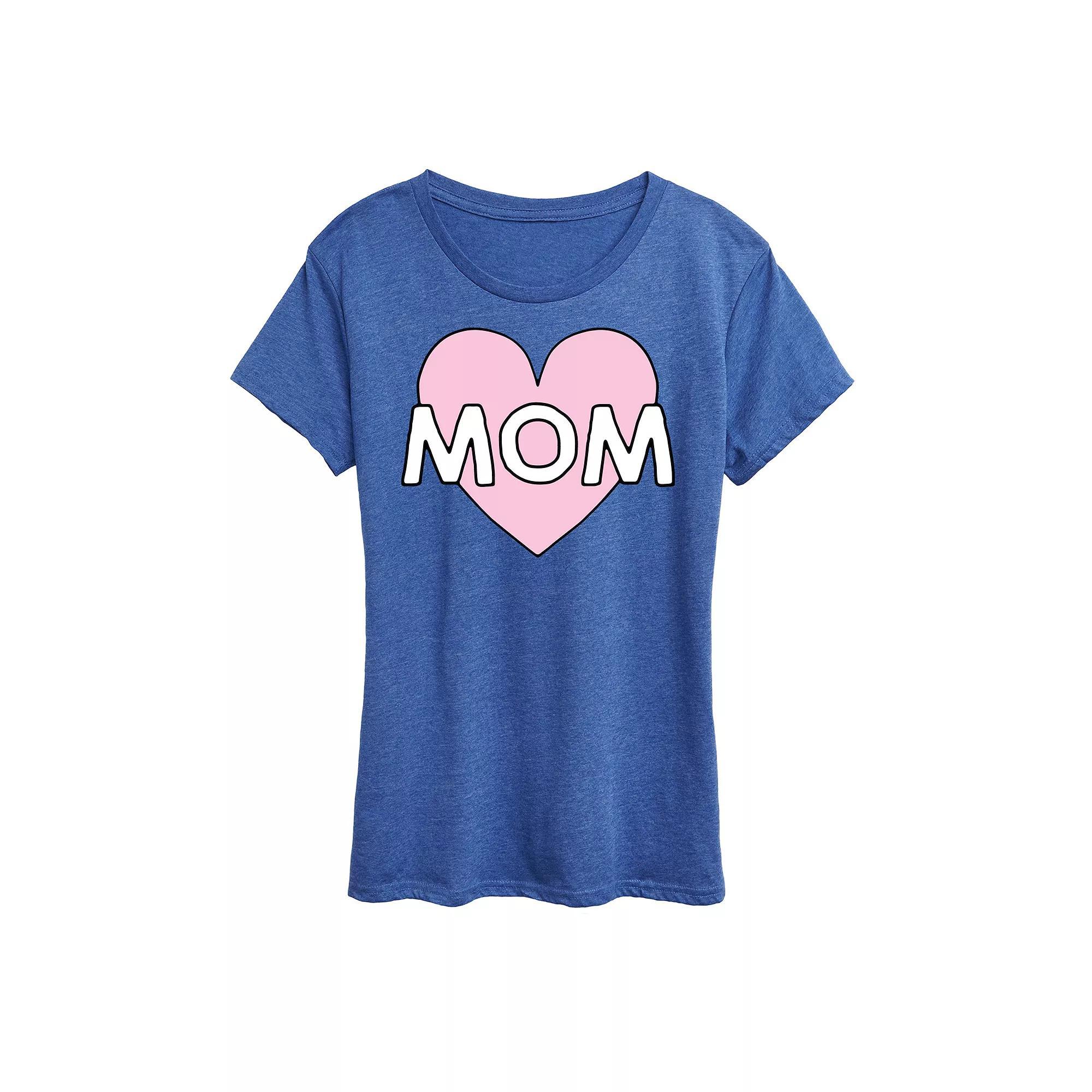 Women's Mom Heart Graphic Tee, Size: Medium, Grey Gray Product Image