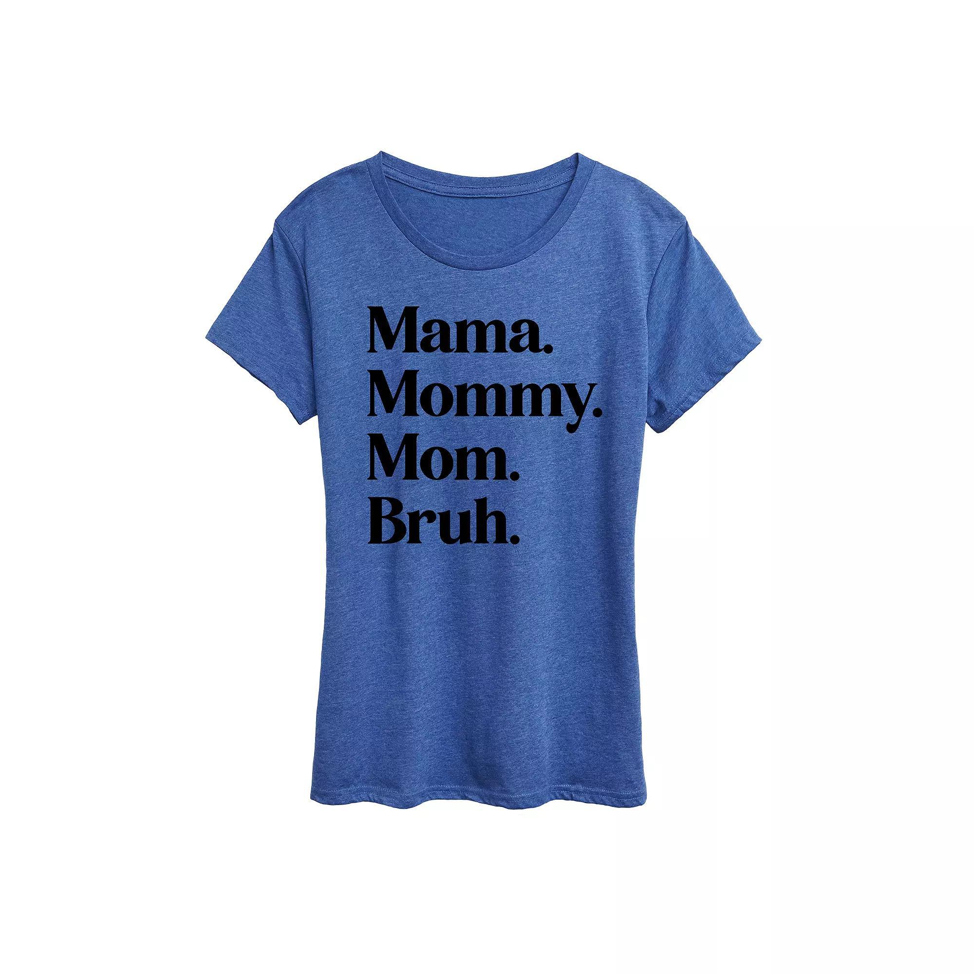 Womens Mama Mommy Mom Bruh Graphic Tee, Girls Grey Royal Blue Product Image