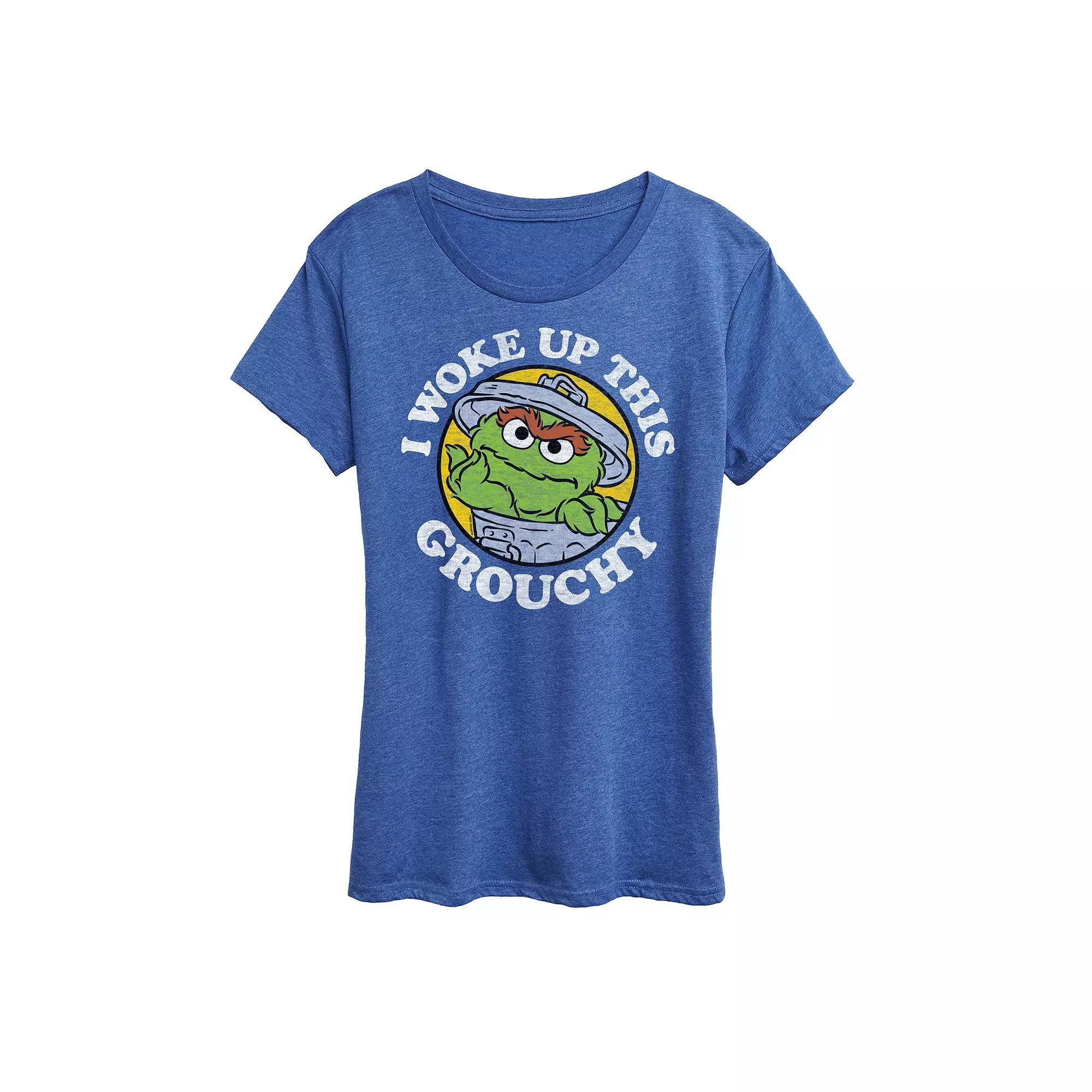 Womens Sesame Street Woke Up Grouchy Graphic Tee Heather Grey Product Image