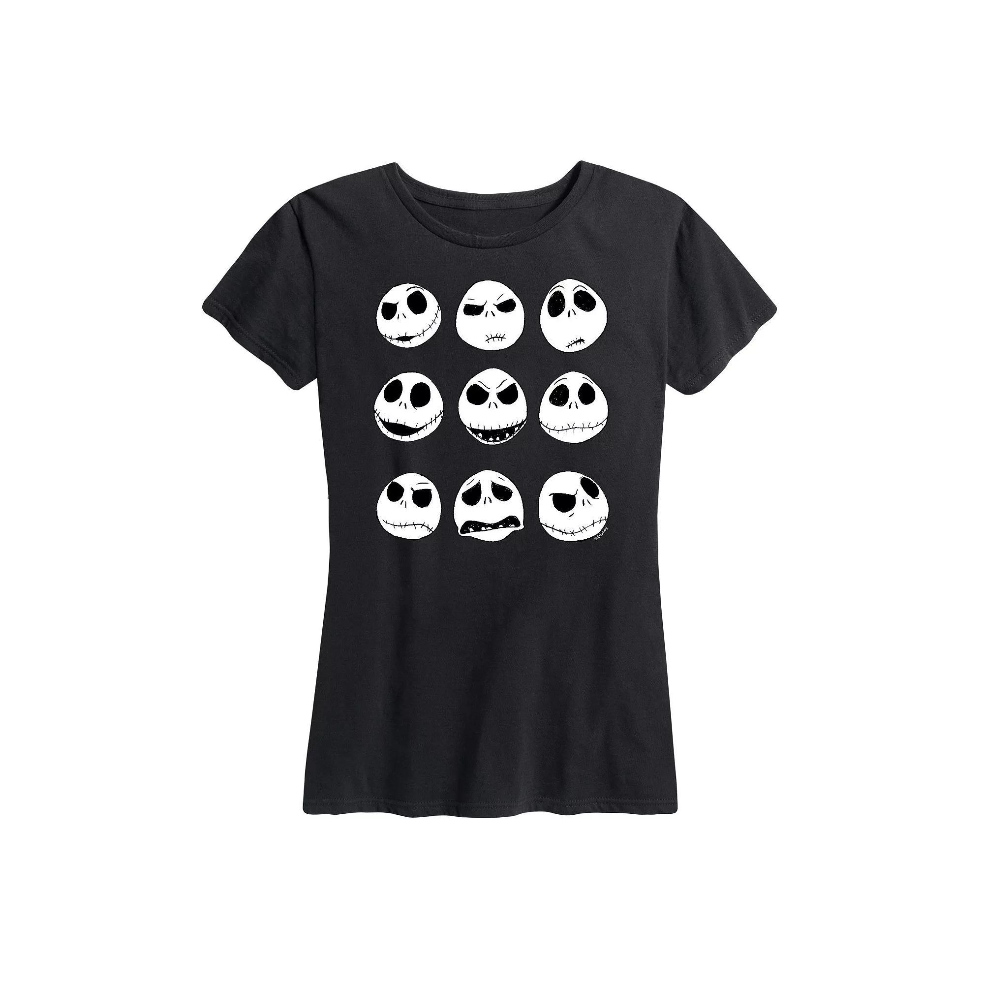 Disneys Nightmare Before Christmas Womens Jack Faces Graphic Tee, Girls Product Image