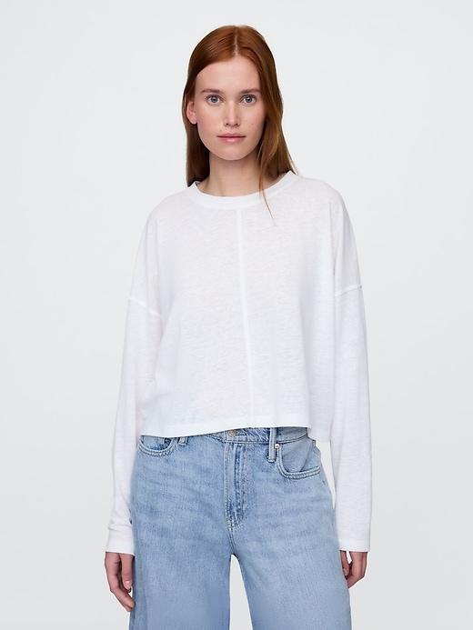 Oversized Linen-Blend Swing Top Product Image
