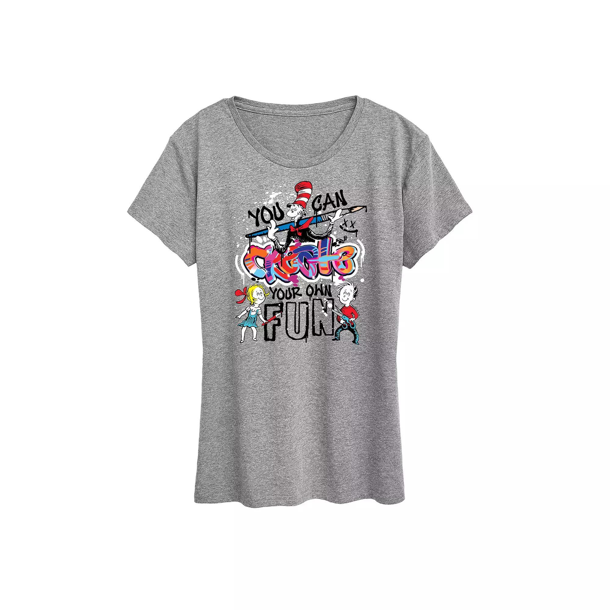Womens Dr. Seuss Create Your Own Fun Graphic Tee Grey Gray Product Image