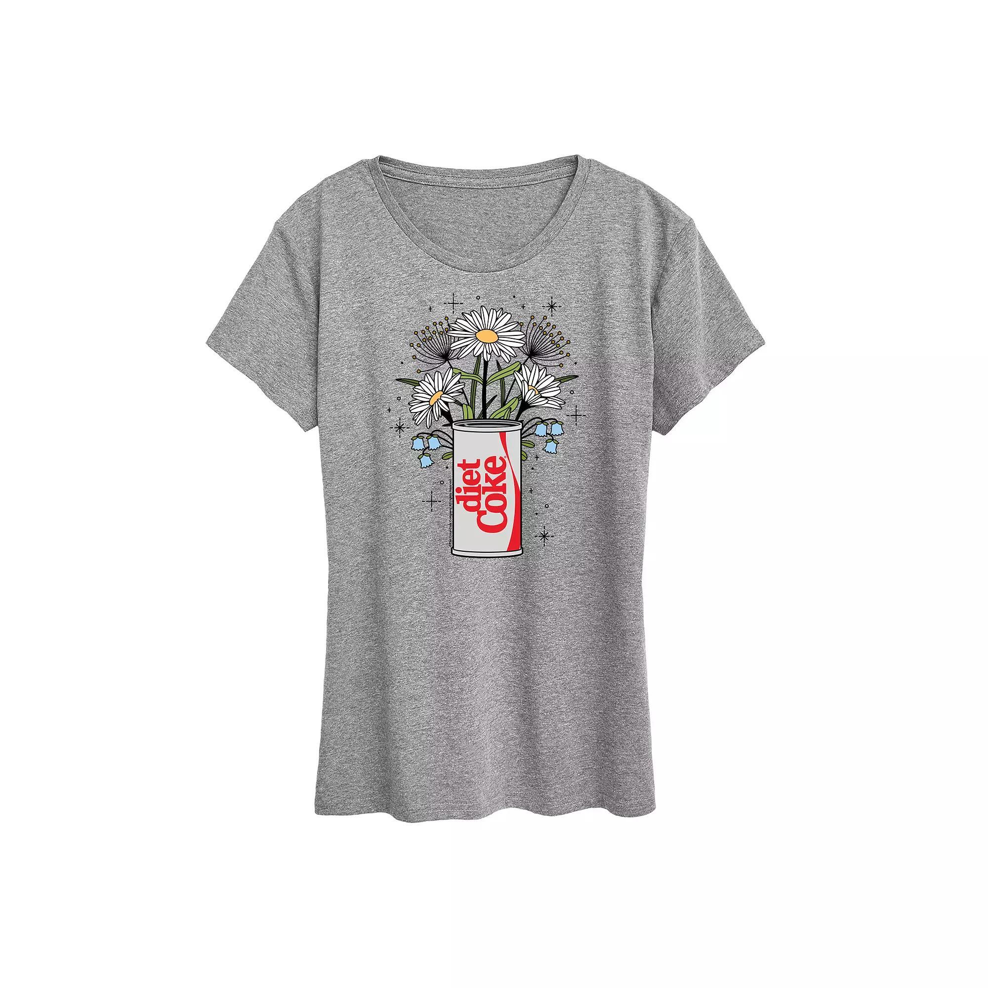 Womens Diet Coke Flowers Graphic Tee Grey Gray Product Image