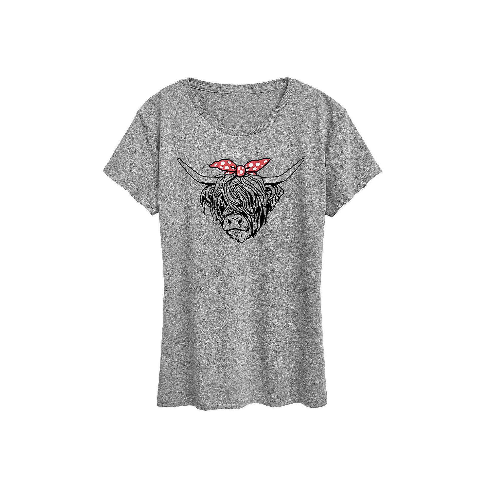Womens Highland Cow Bandana Graphic Tee, Girls Product Image
