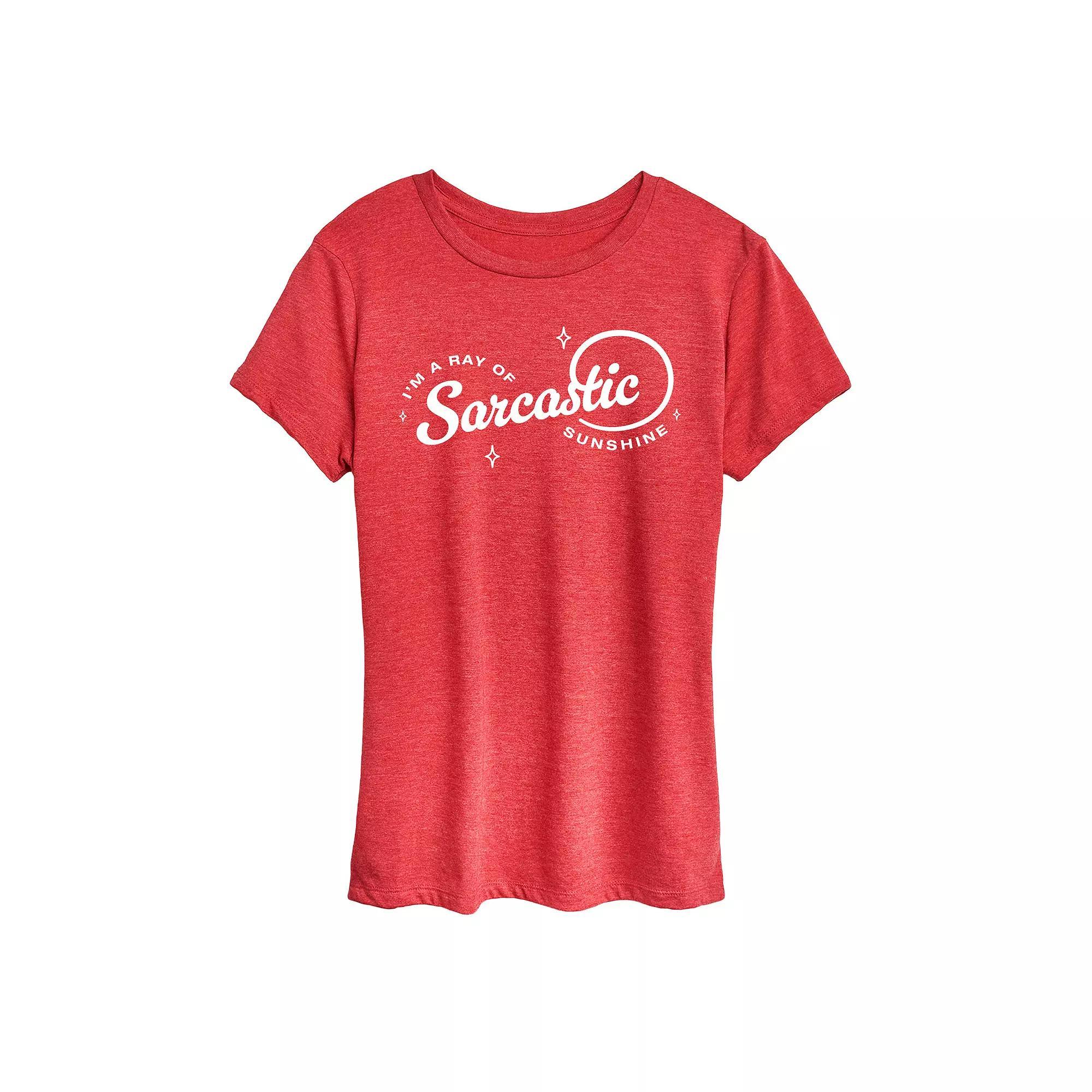 Women's Ray of Sarcastic Sunshine Graphic Tee, Size: Large, Grey Red Product Image