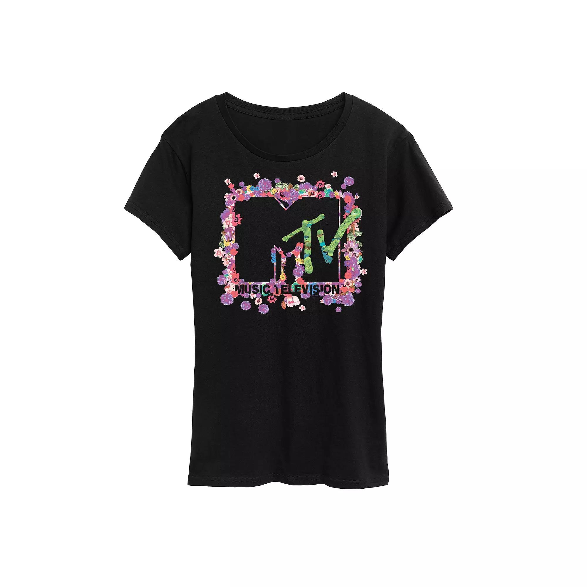 Womens MTV Floral Logo Graphic Tee Product Image