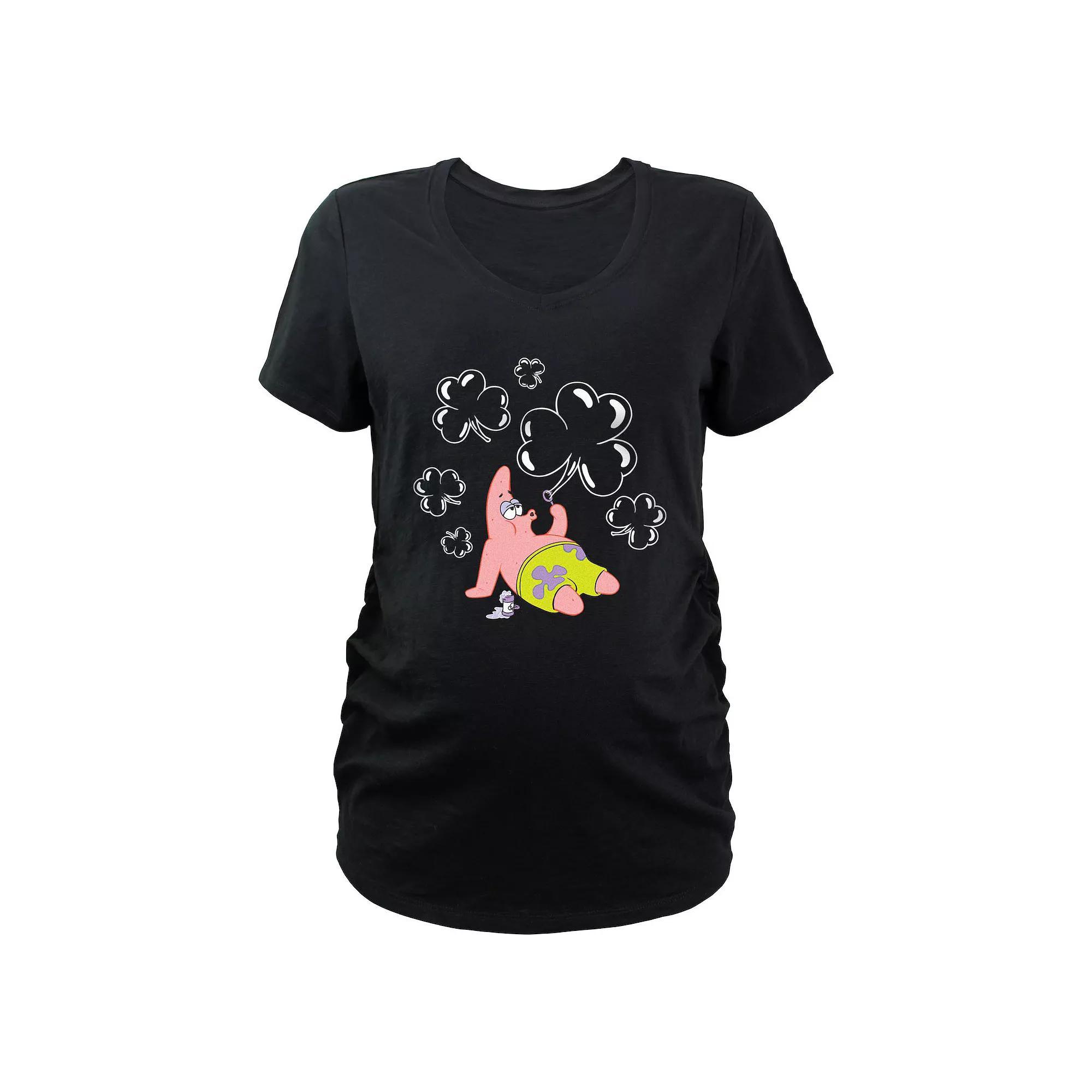 Maternity Nickelodeon SpongeBob SquarePants Patrick Shamrock Bubbles Graphic Tee, Women's, Size: XXL-MAT, Black Product Image